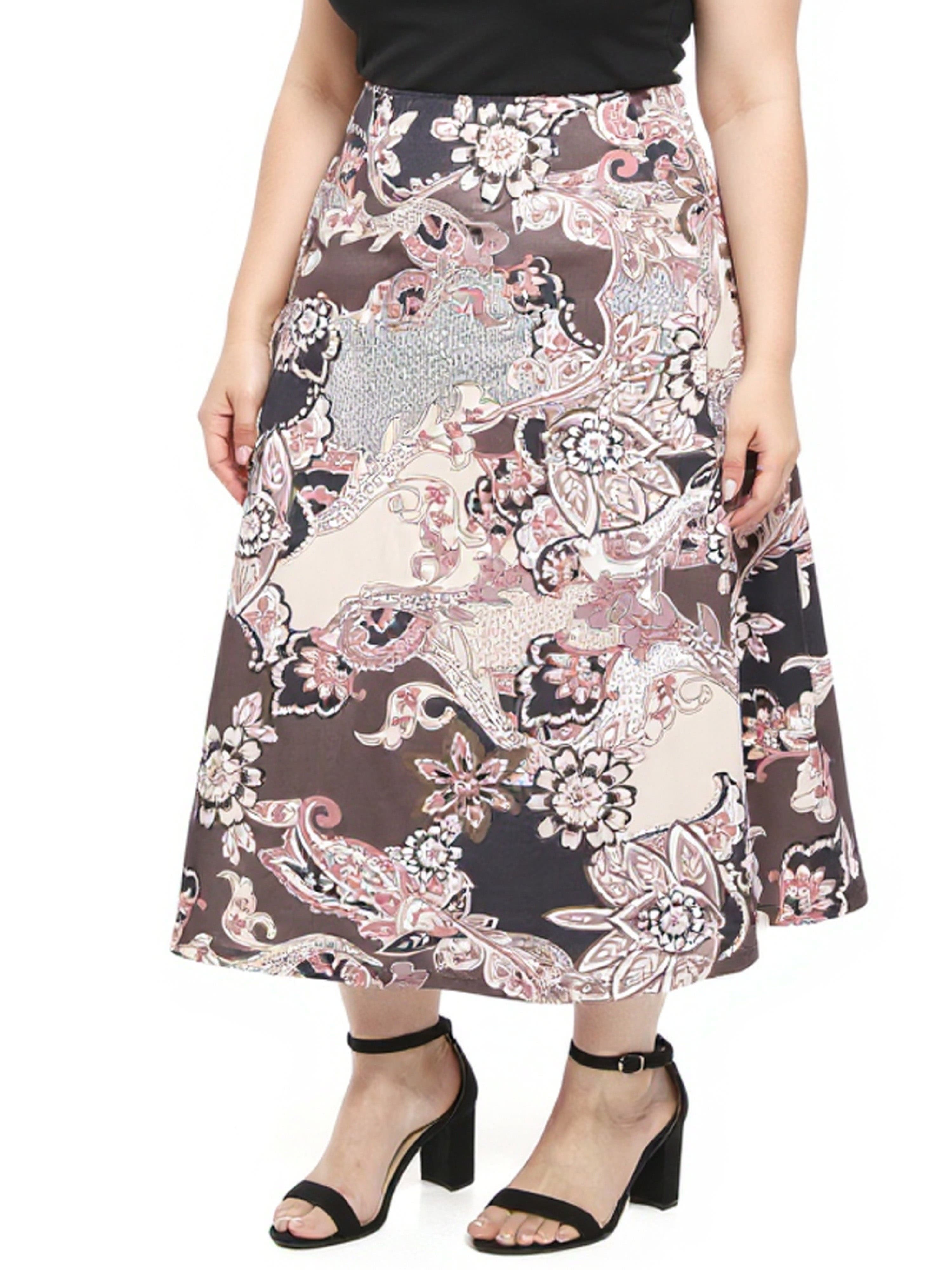 Plus Size Paisley Elastic Waist A-Line Maxi Skirt - image 2