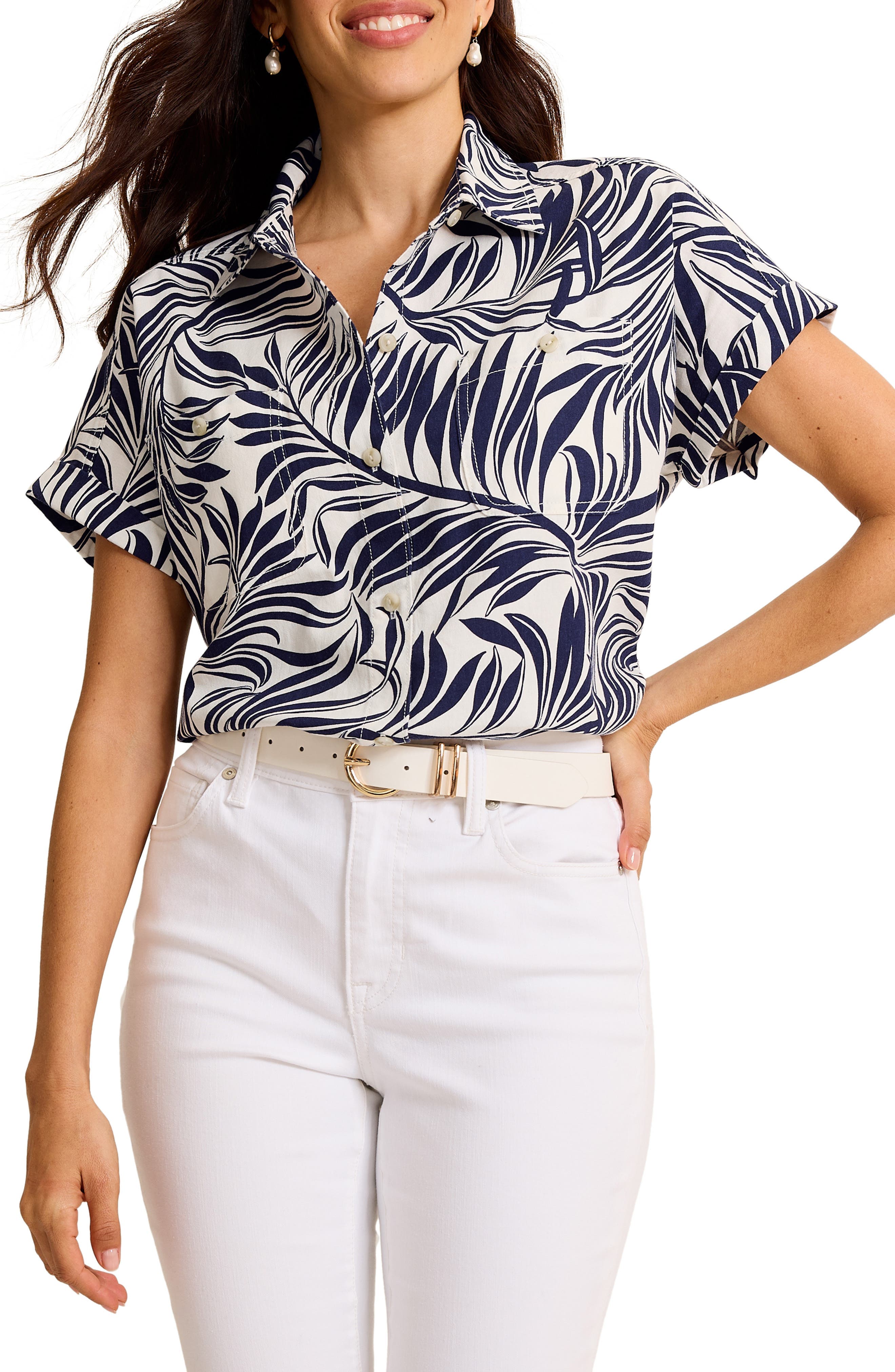 Leaf Print Twill Shirt - image 1