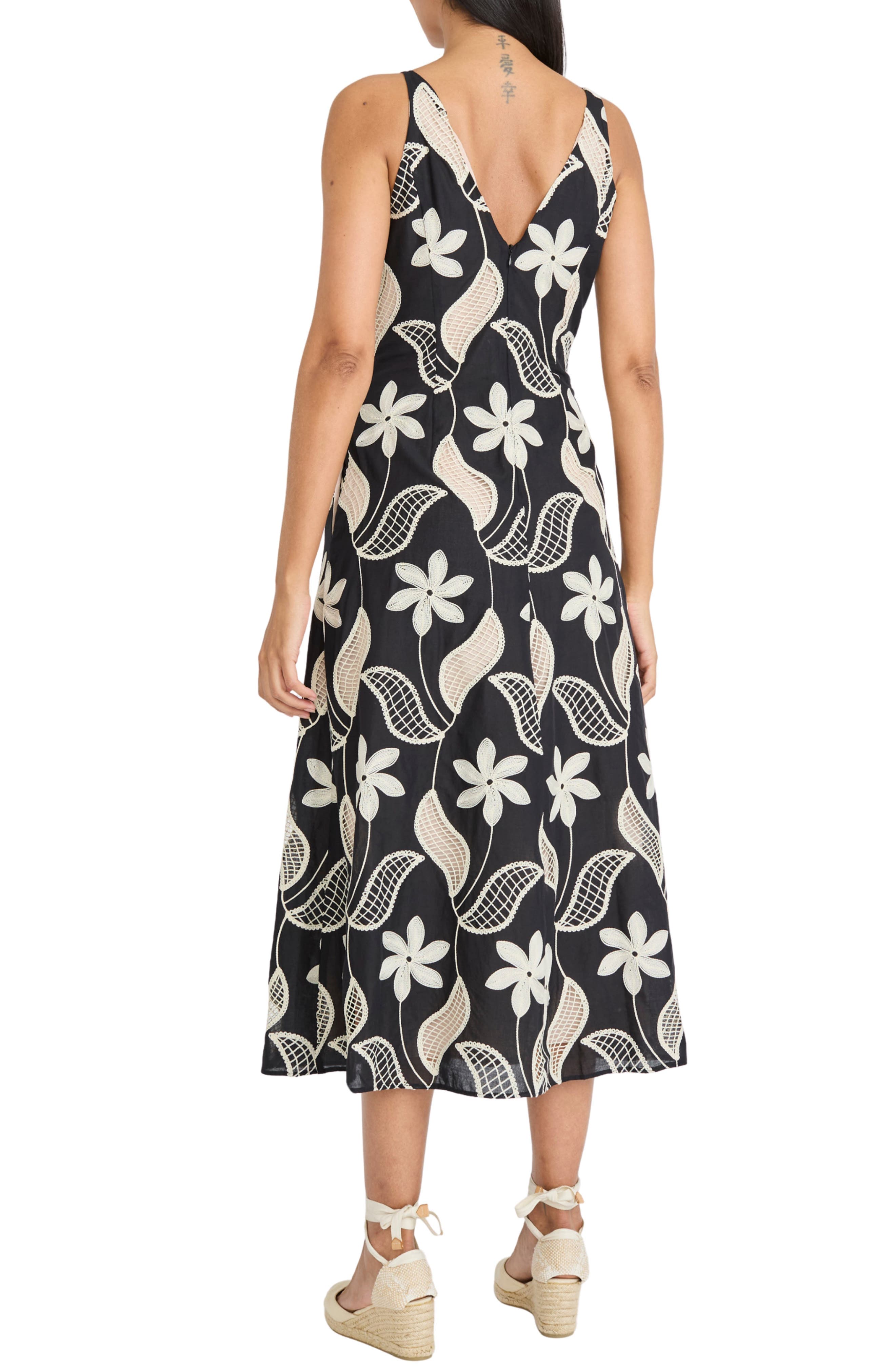 Embroidered Sleeveless Cotton Midi Dress - image 2