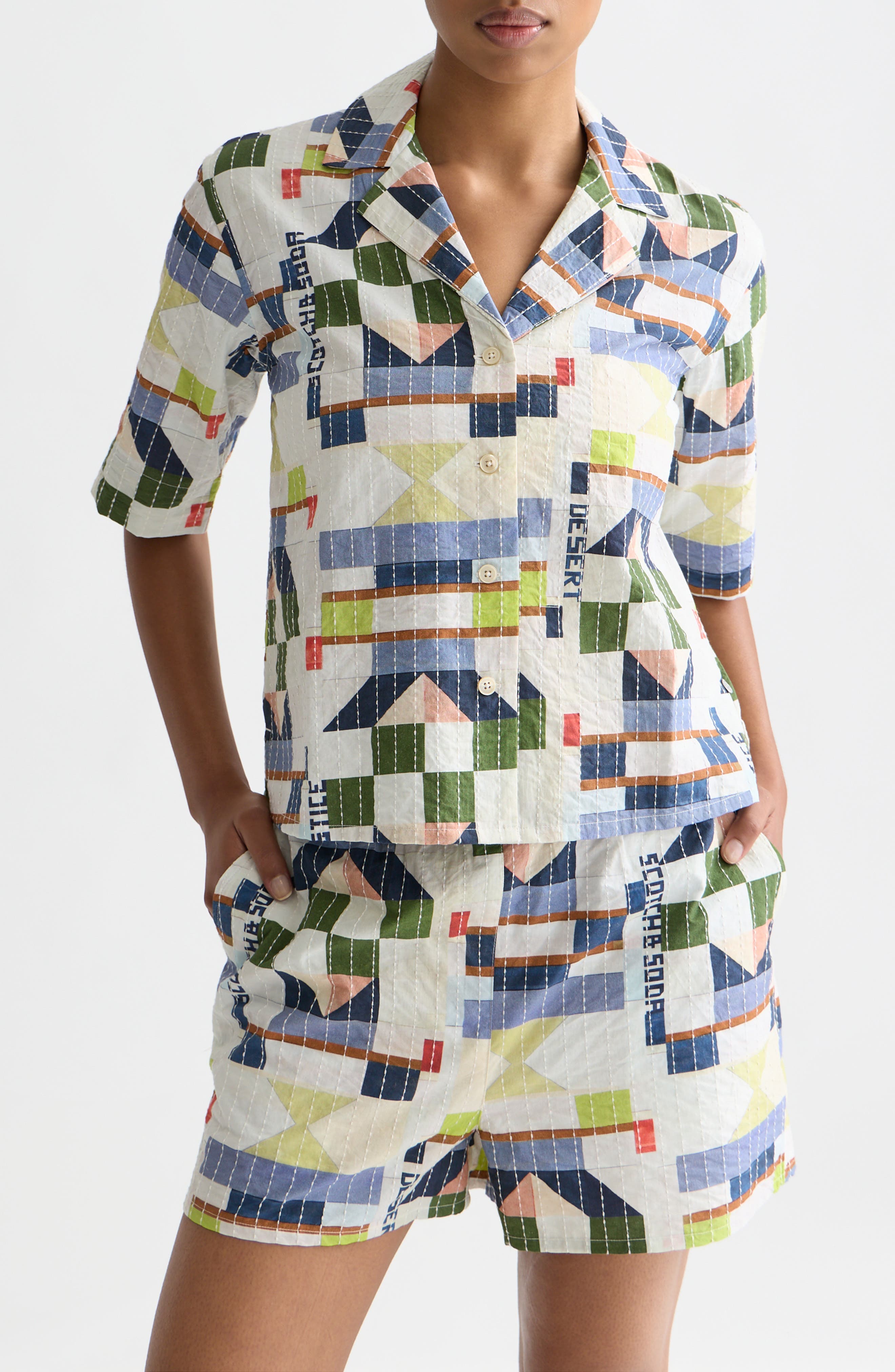 Embroidered Cotton Button-Up Shirt - image 1