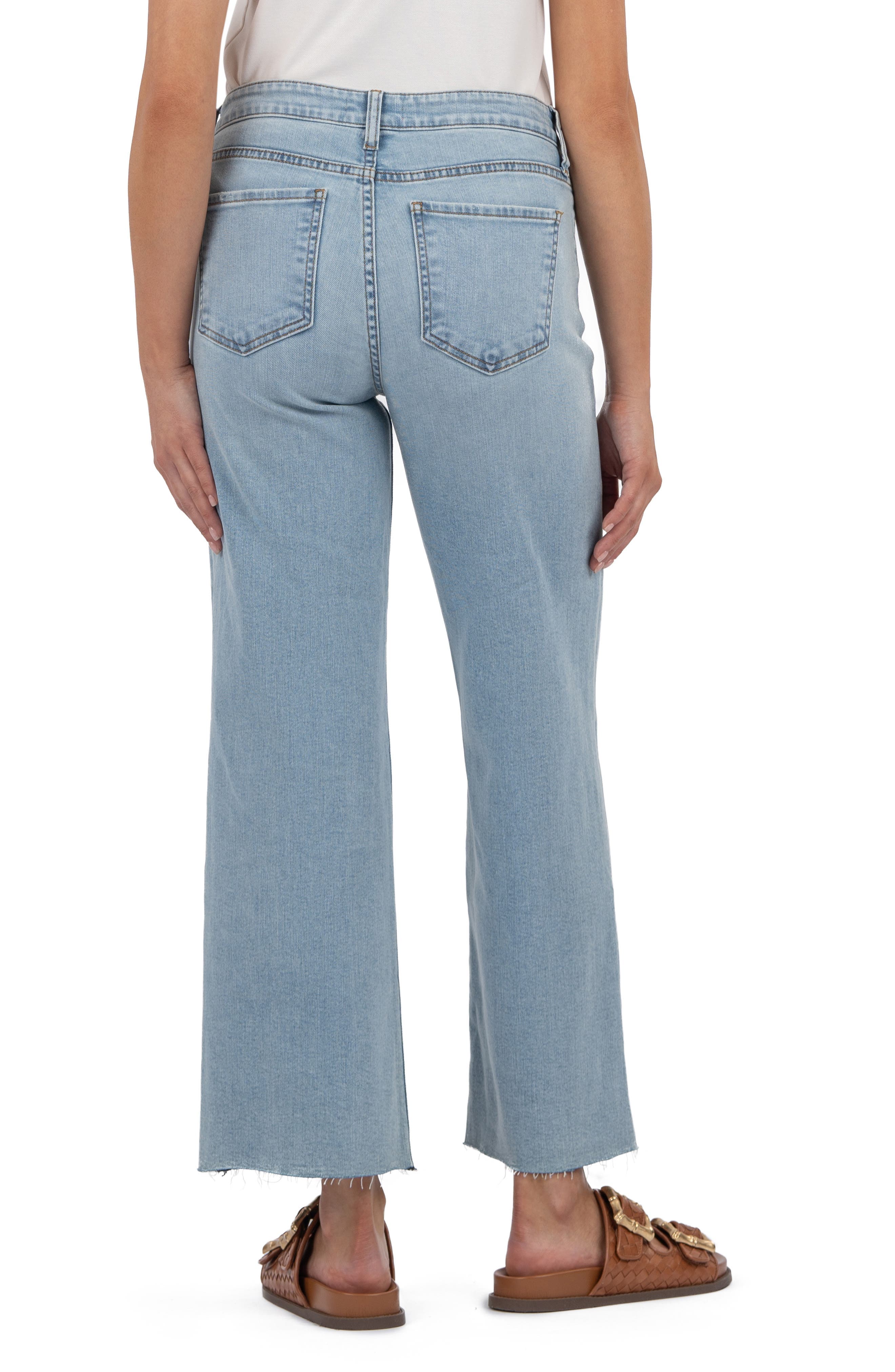 Raw Hem Mid Rise Ankle Wide Leg Jeans - image 2
