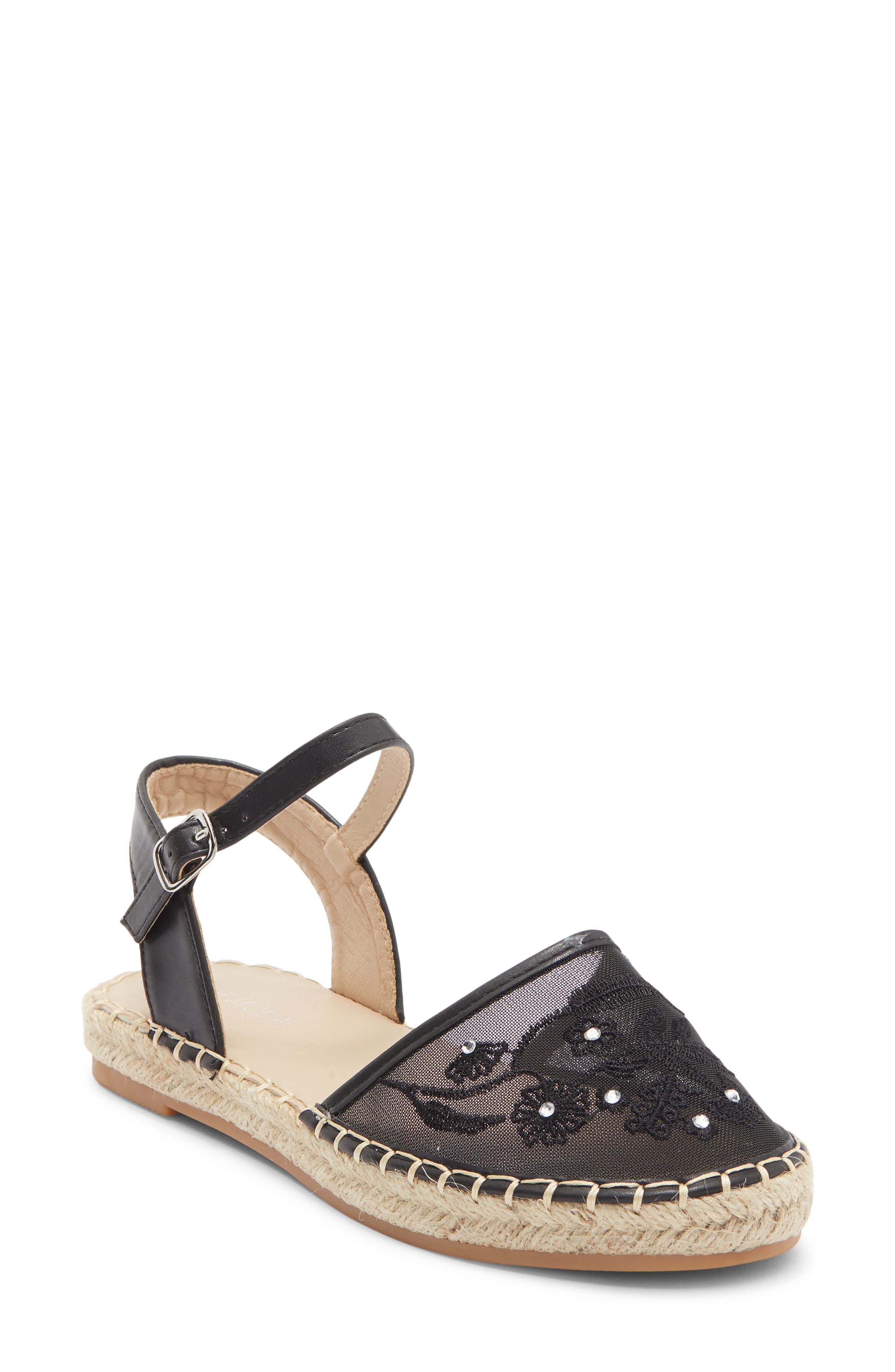 Chrom Floral Embroidered Ankle Strap Flat - image 1