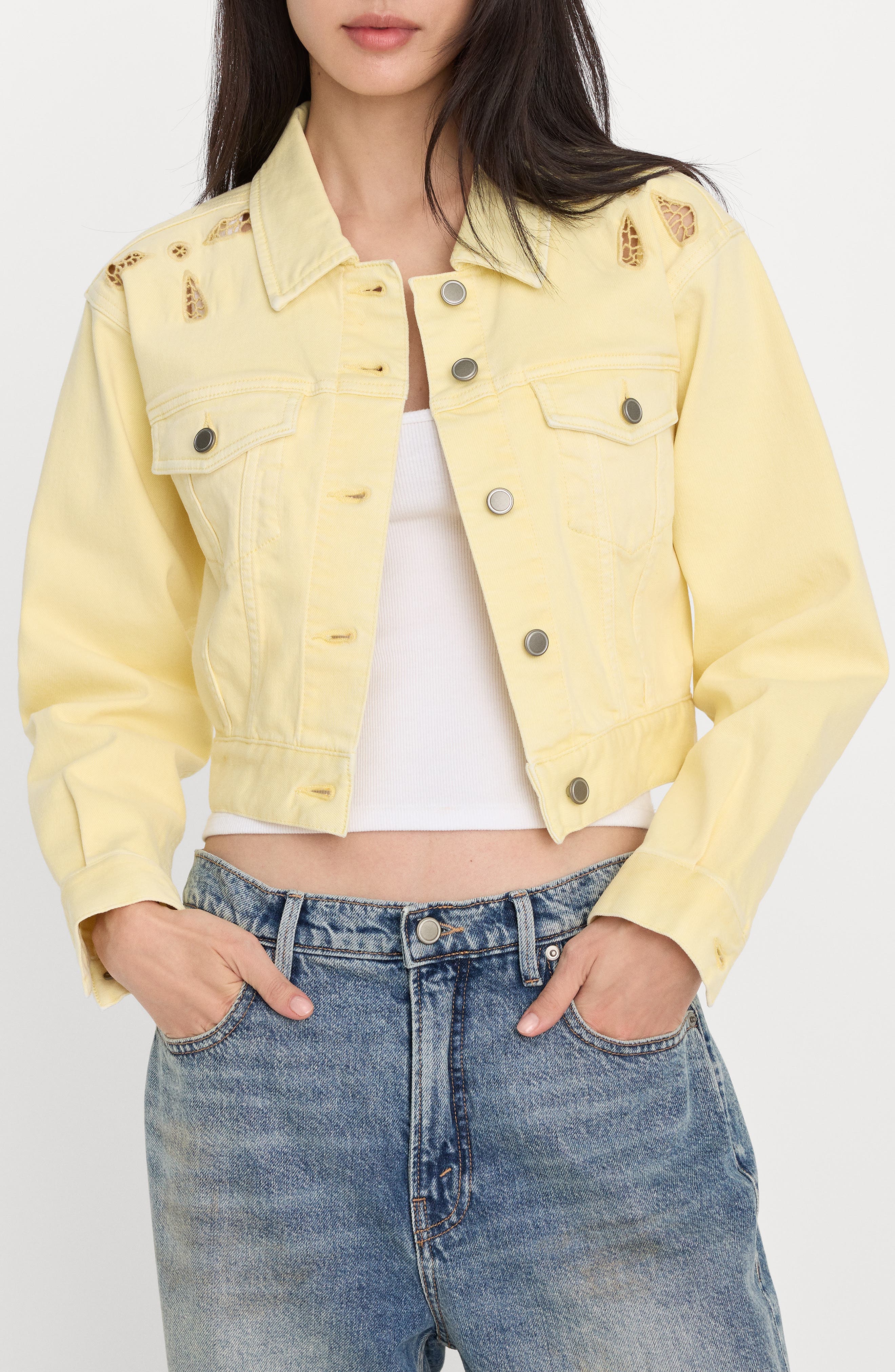 Essential Embroidered Crop Denim Jacket - image 1