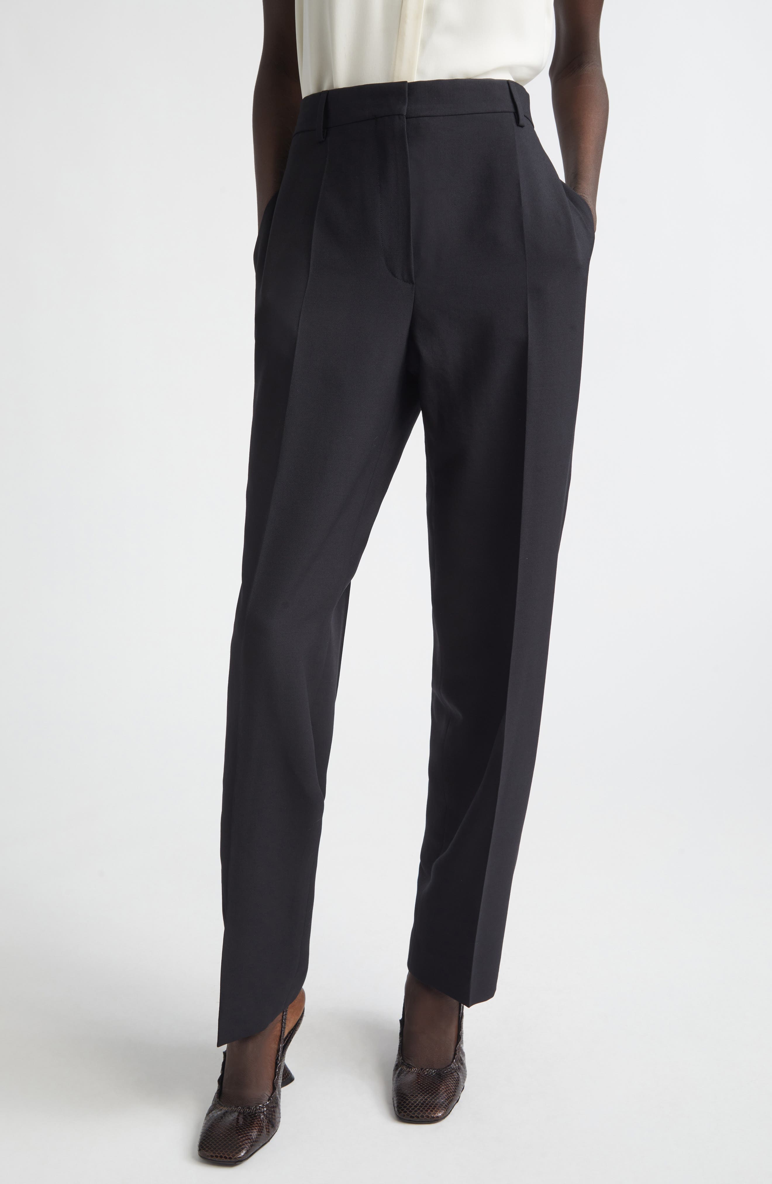 Wool & Mohair Twill Straight Leg Pants - image 1