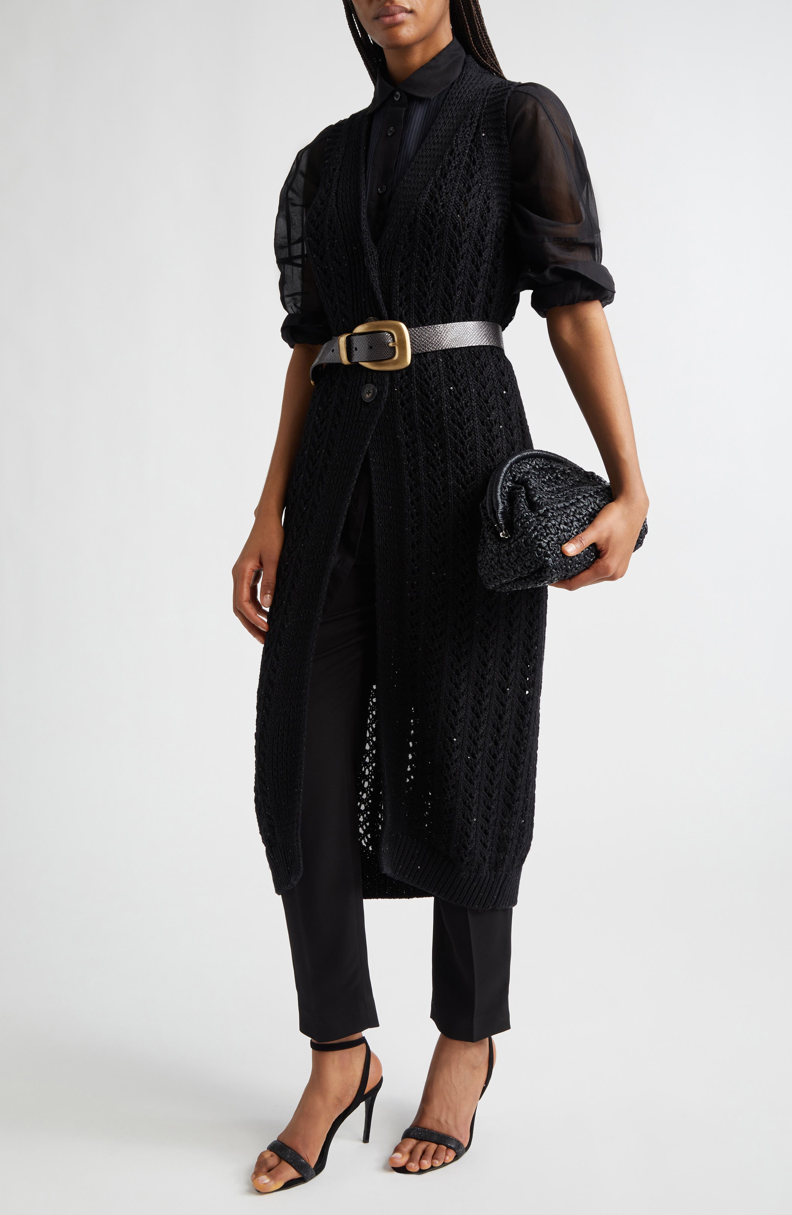 Tunic Cotton Gauze Button-Up Tuxedo Shirt - image 2
