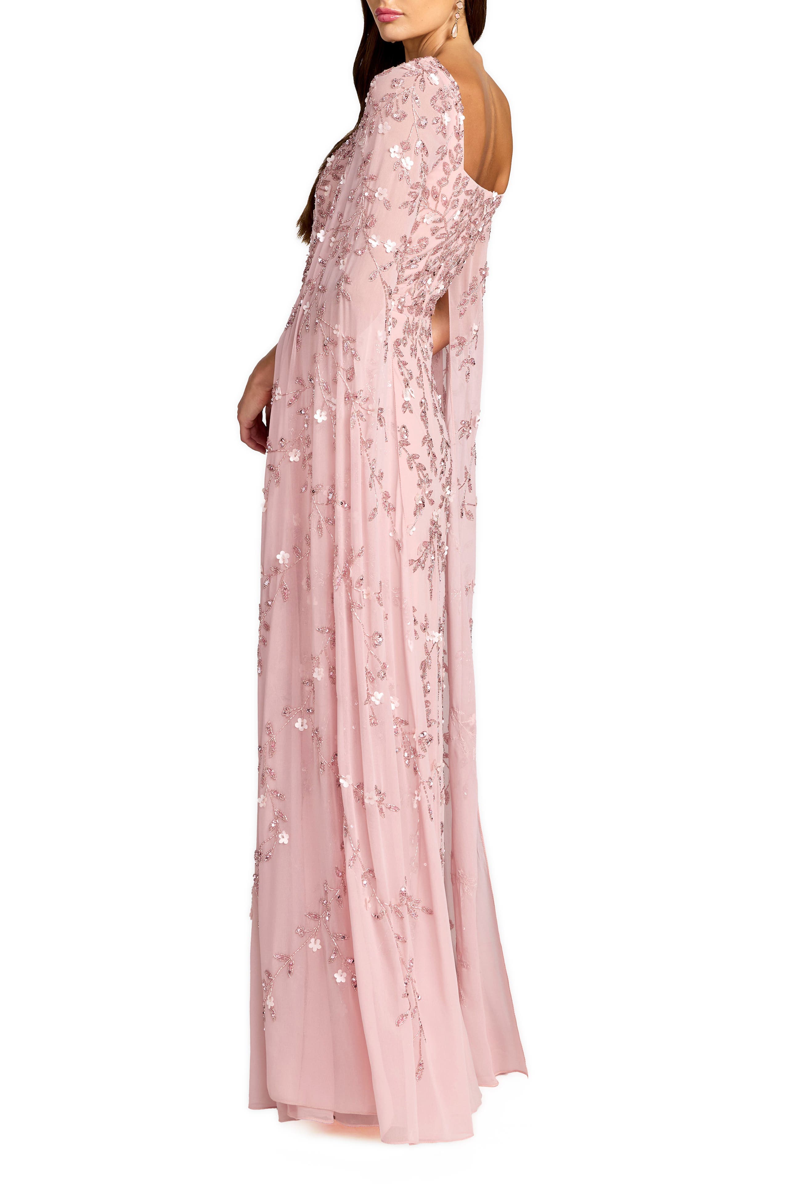 Women's Embellished Cape Sleeve A-Line Mesh Maxi Gown - image 2