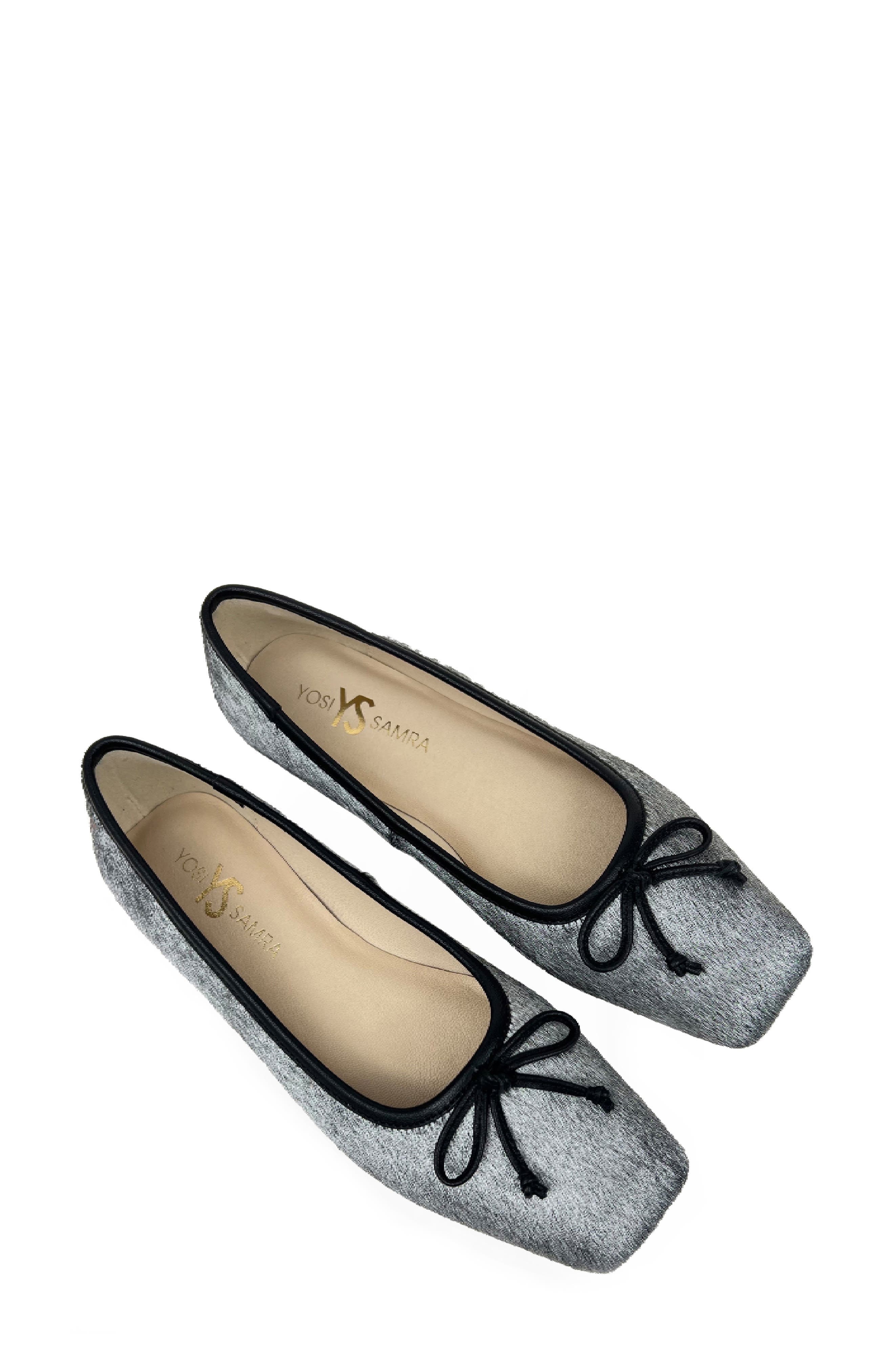 Cara Metallic Calf Hair Square Toe Ballet Flat - image 1