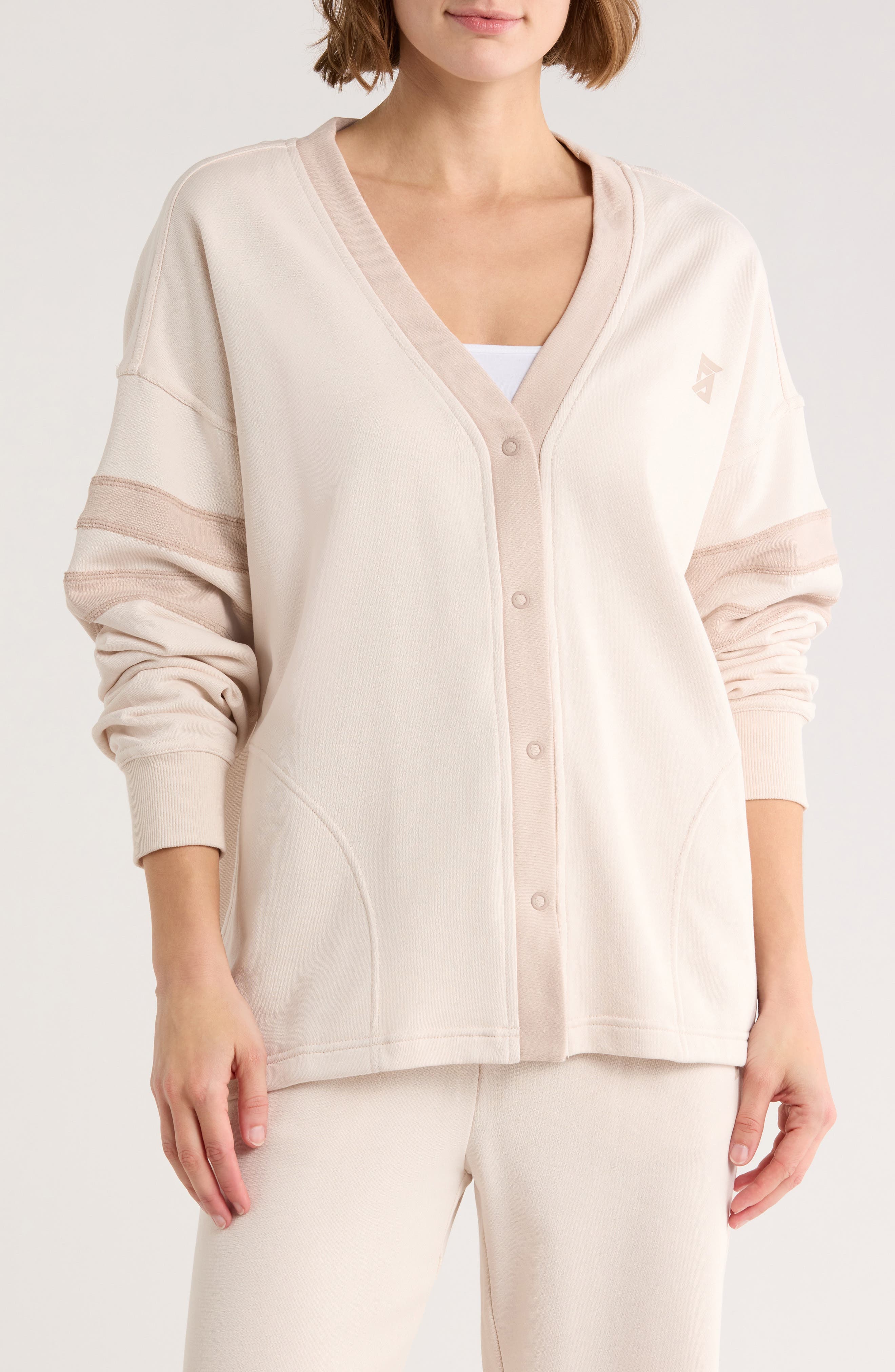 Oversized French Terry Varsity Cardigan - image 3
