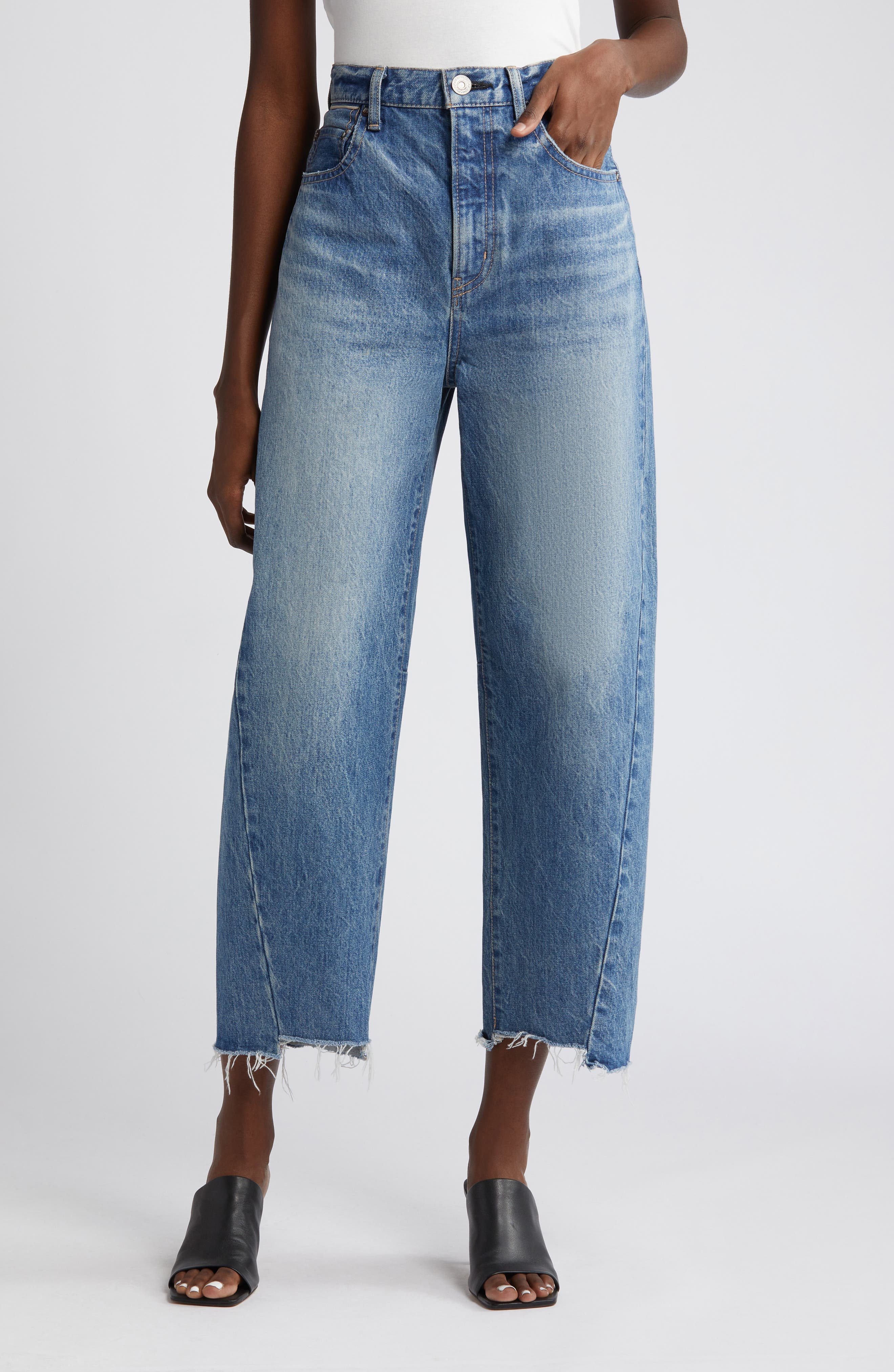 Cloverhill Step Hem High Waist Crop Barrel Jeans - image 1