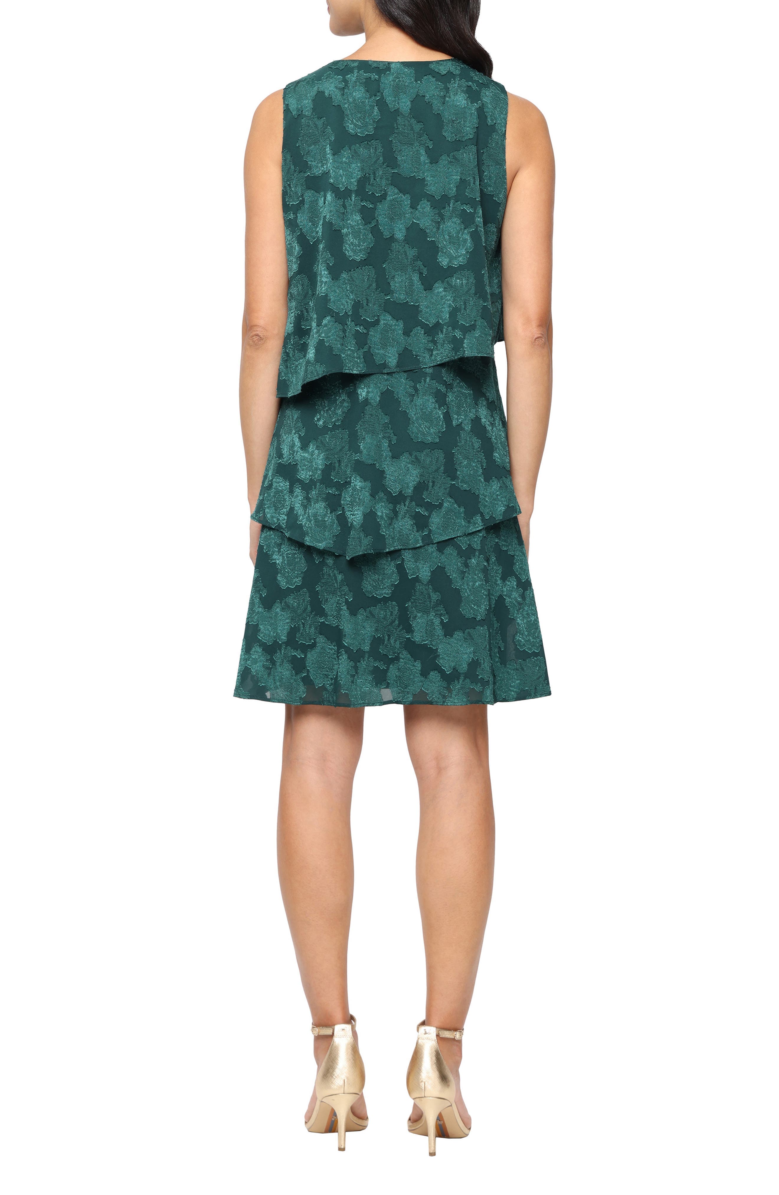 Sleeveless Burnout Chiffon Tiered Dress - image 2