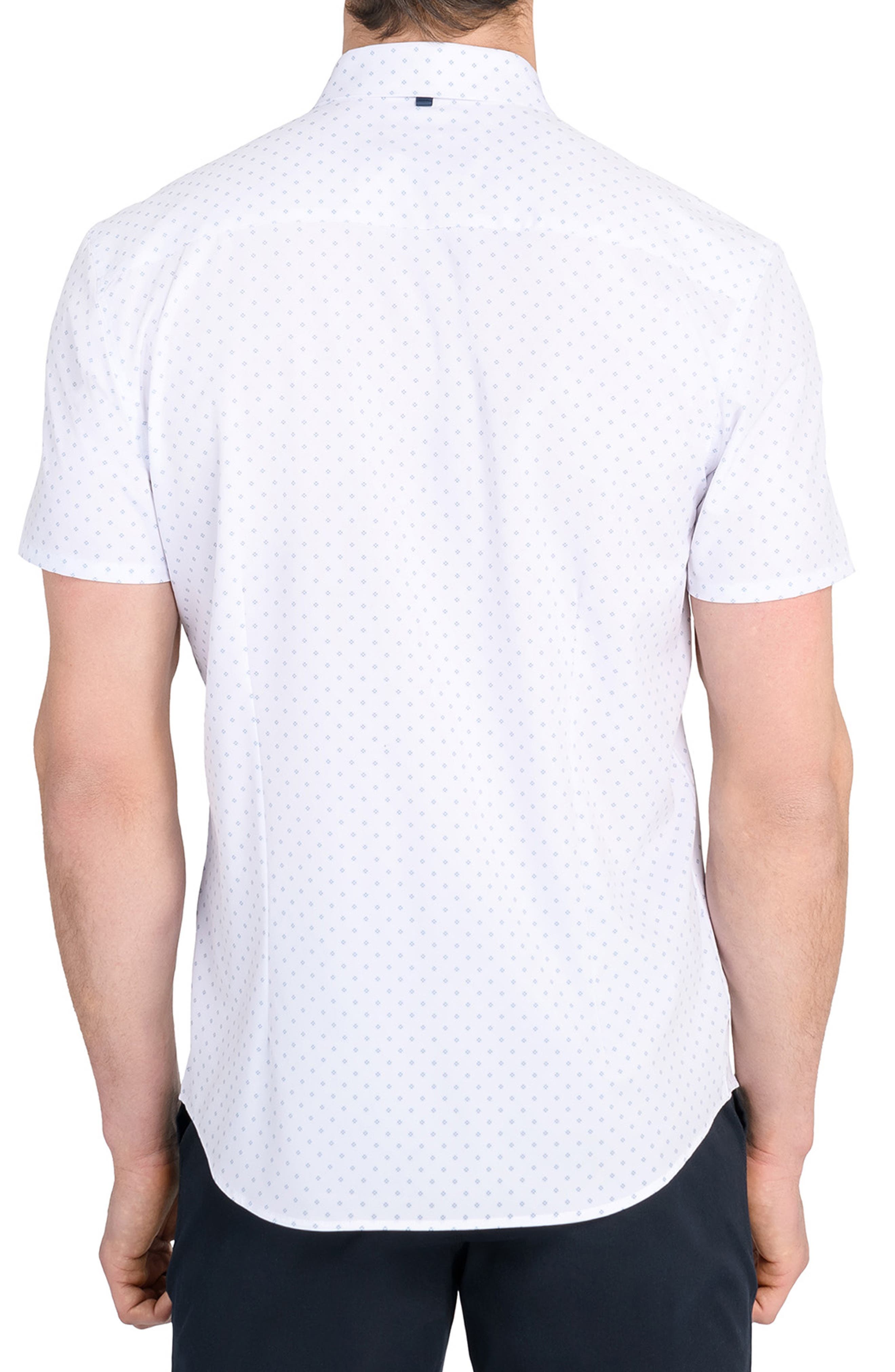Trim Fit Hashtag Print Short Sleeve Performance Button-Up Shirt - image 2