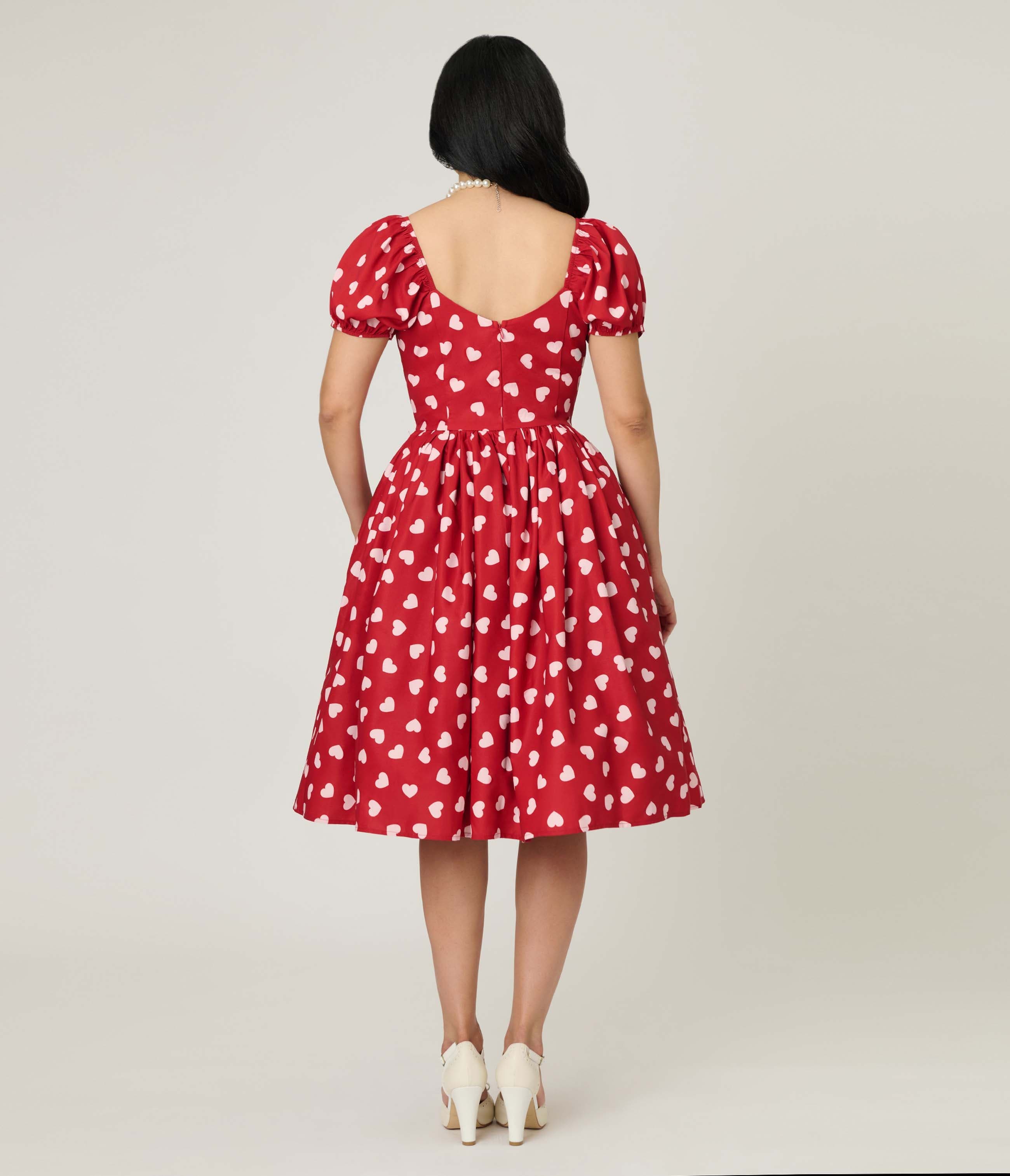 Puff Sleeve Sweetheart Fit & Flare Dress - image 2