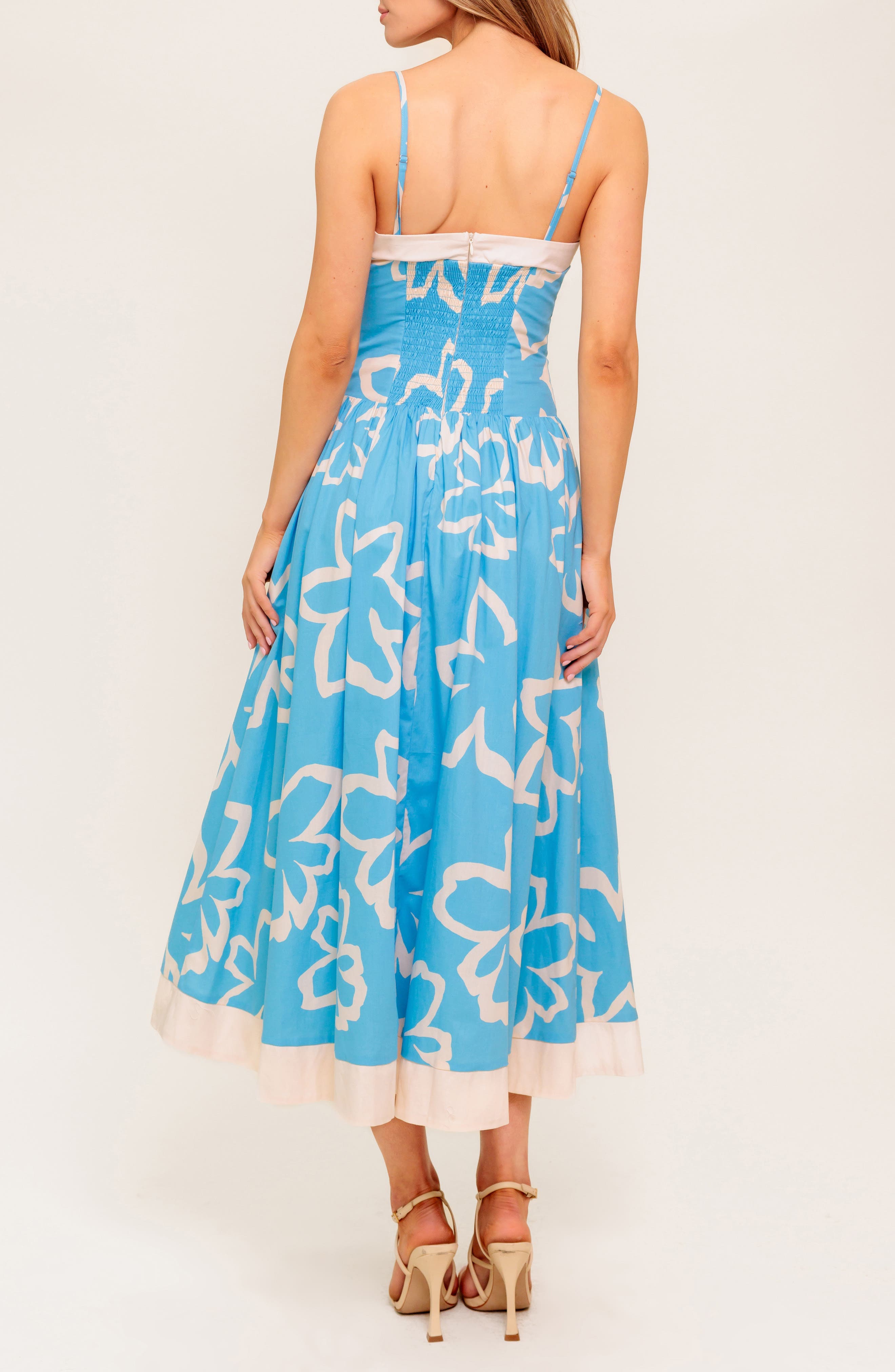 Floral Print Cotton Fit & Flare Midi Dress - image 2