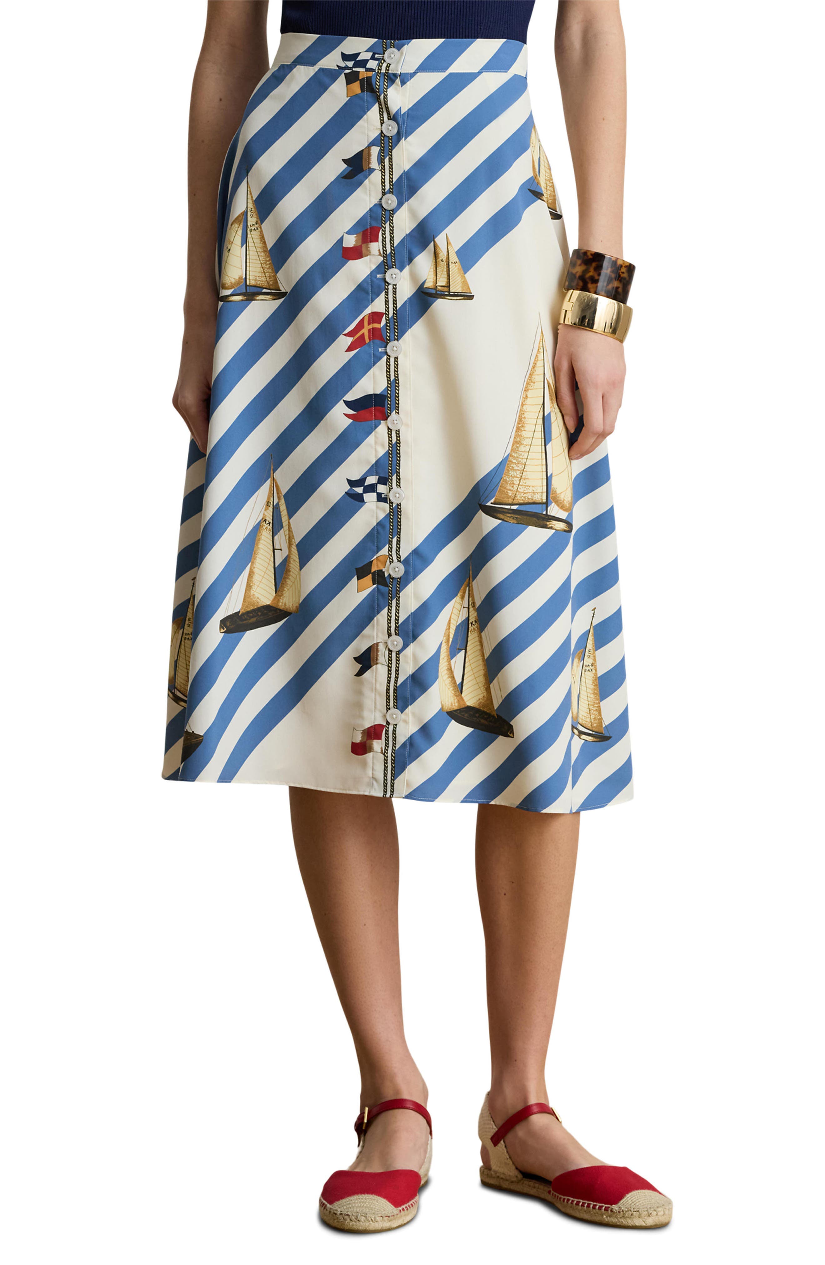 Print A-Line Midi Skirt - image 1