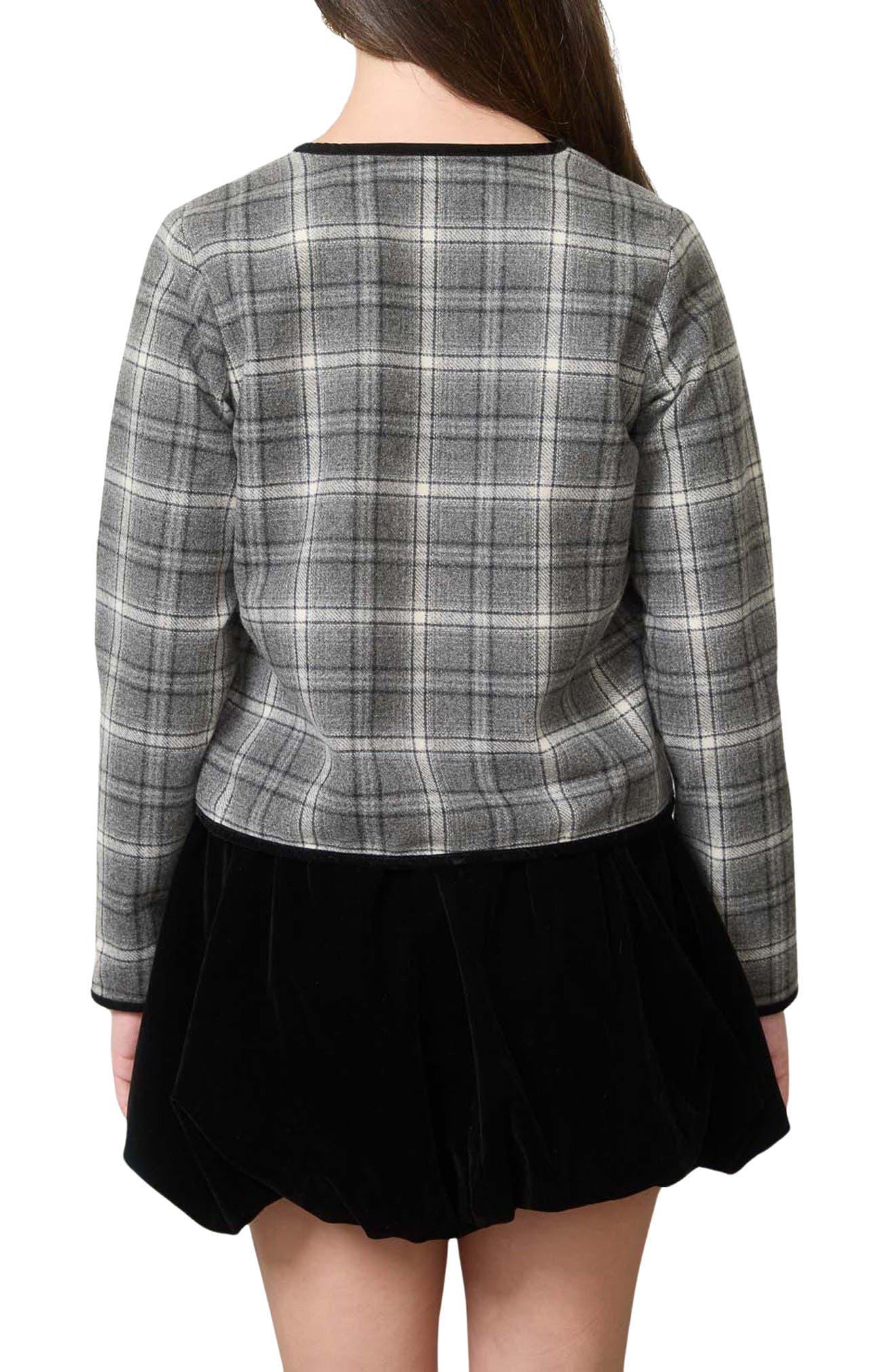 Velvet Bow Plaid Jacket - image 2