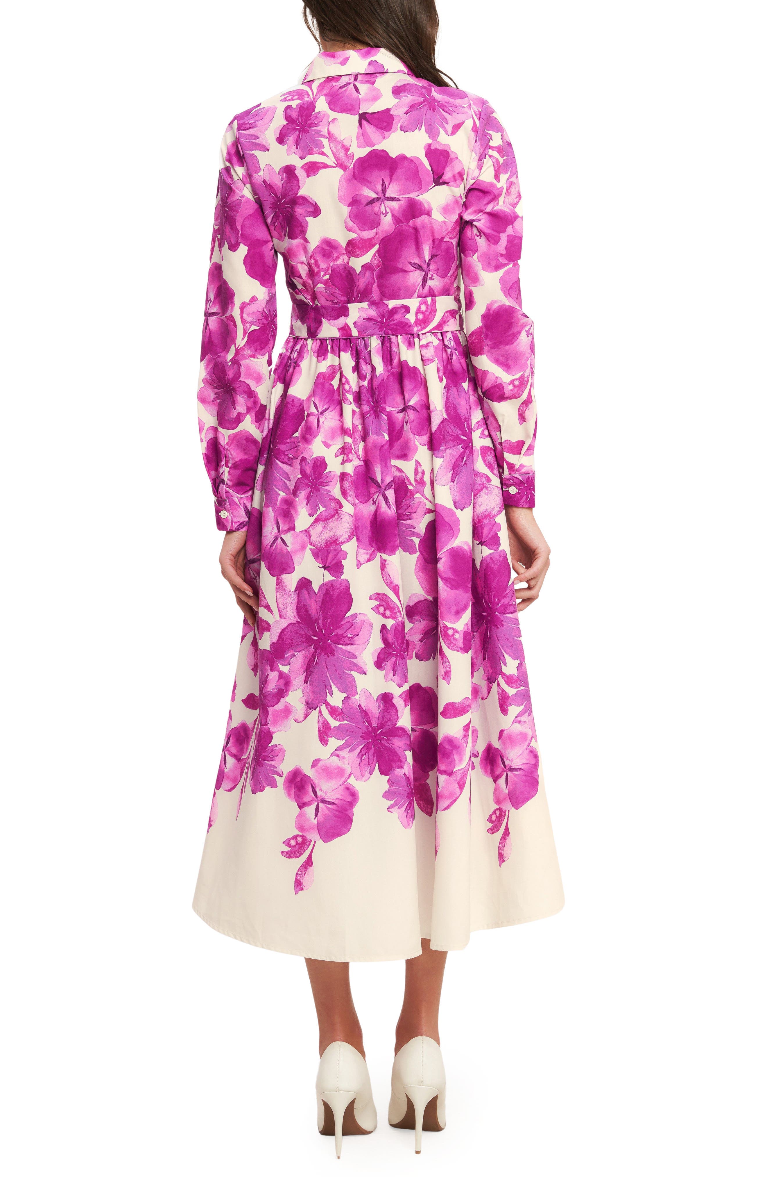 Floral Long Sleeve Midi Shirtdress - image 2