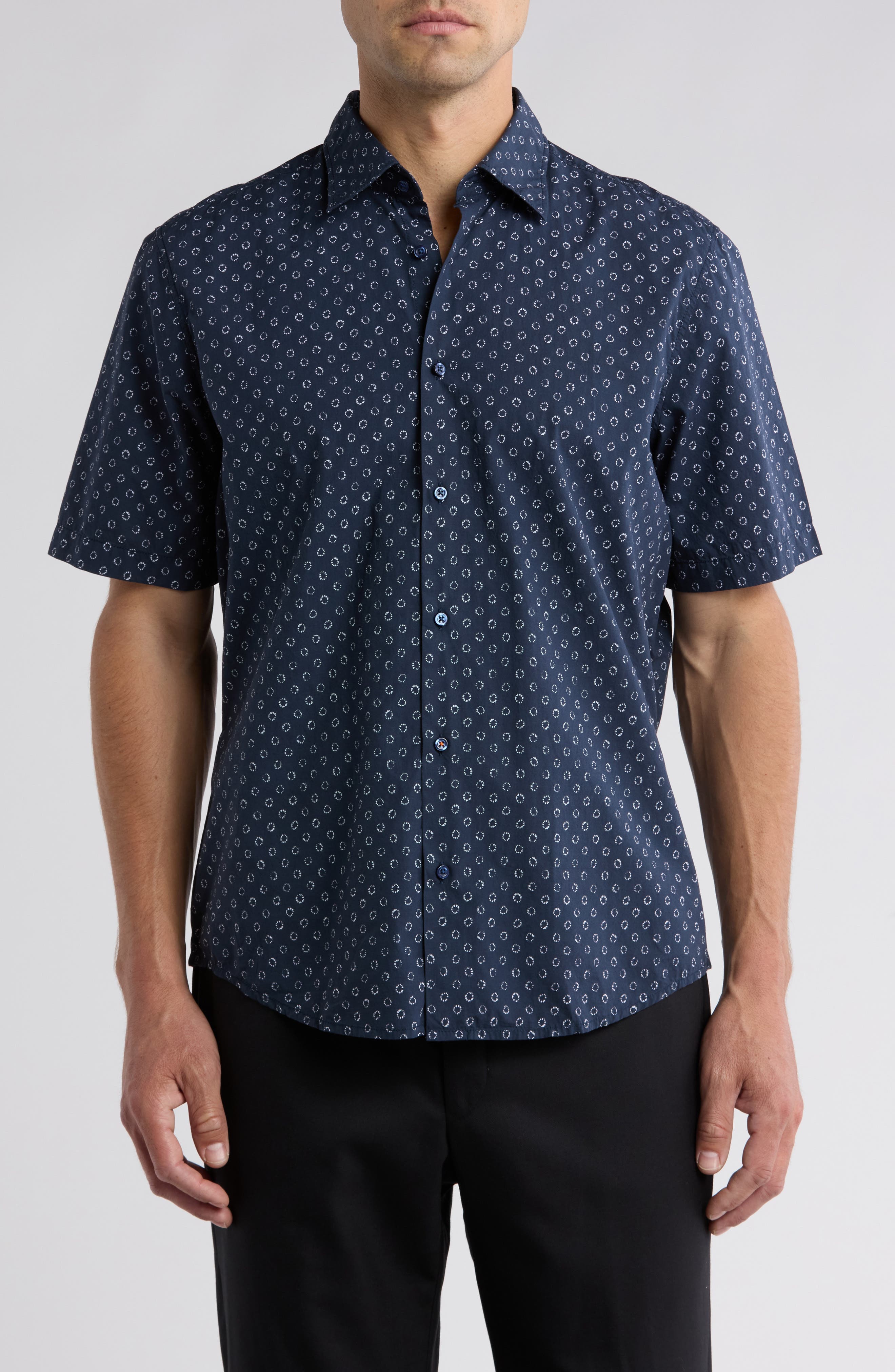 Rash Print Cotton Short Sleeve Button-Up Shirt - image 1