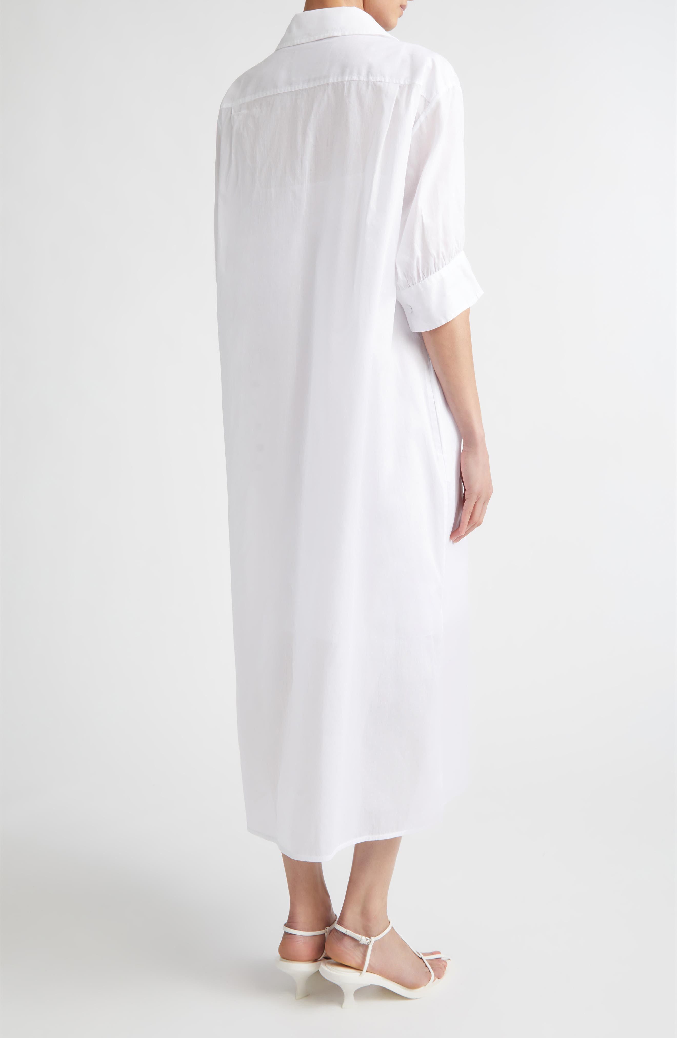 Boxy Puff Sleeve Cotton Poplin Shirtdress - image 2