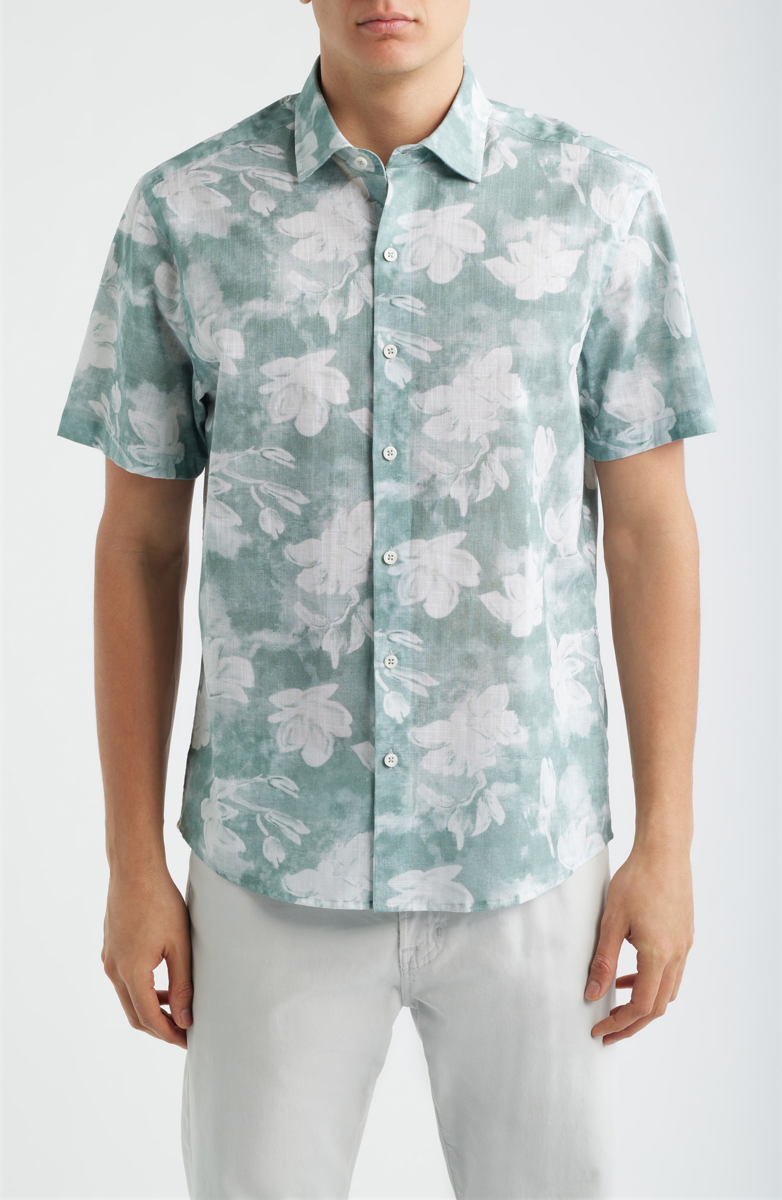 Kyliam Floral Print Short Sleeve Cotton Button-Up Shirt - image 1