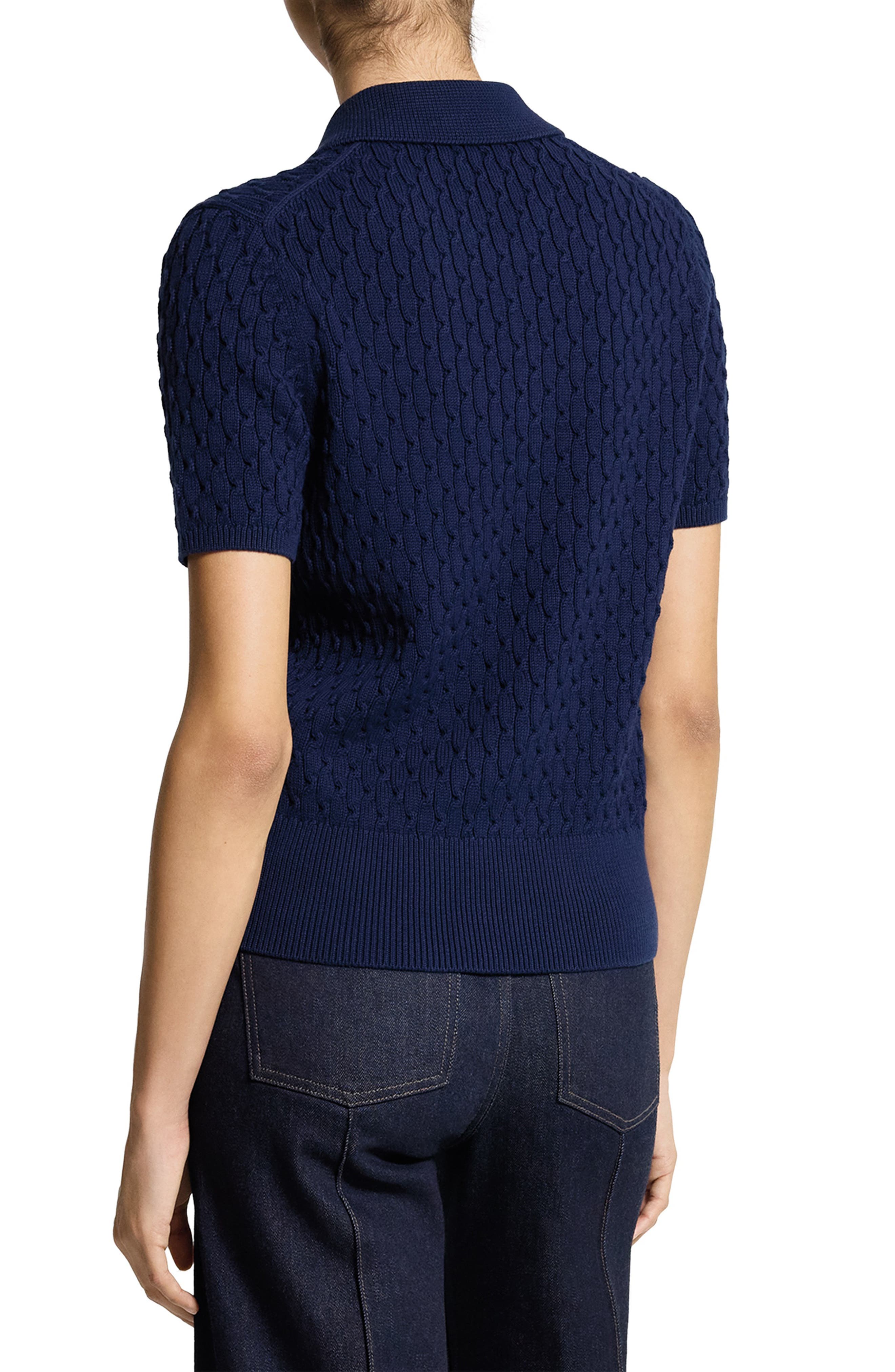 Textured Cable Knit Organic Cotton Polo - image 4