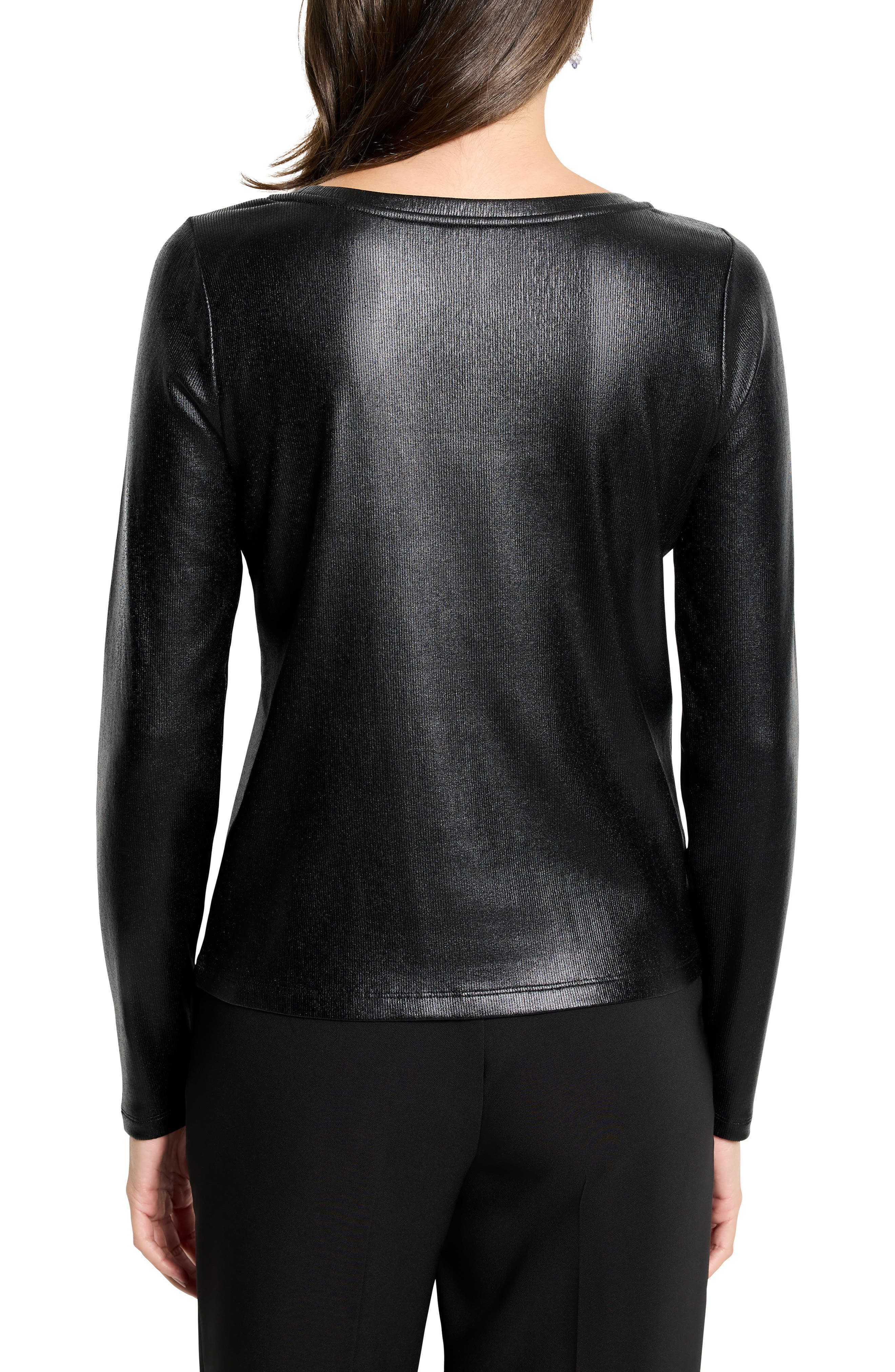 Glazed Ribbed Boat Neck T-Shirt - image 2
