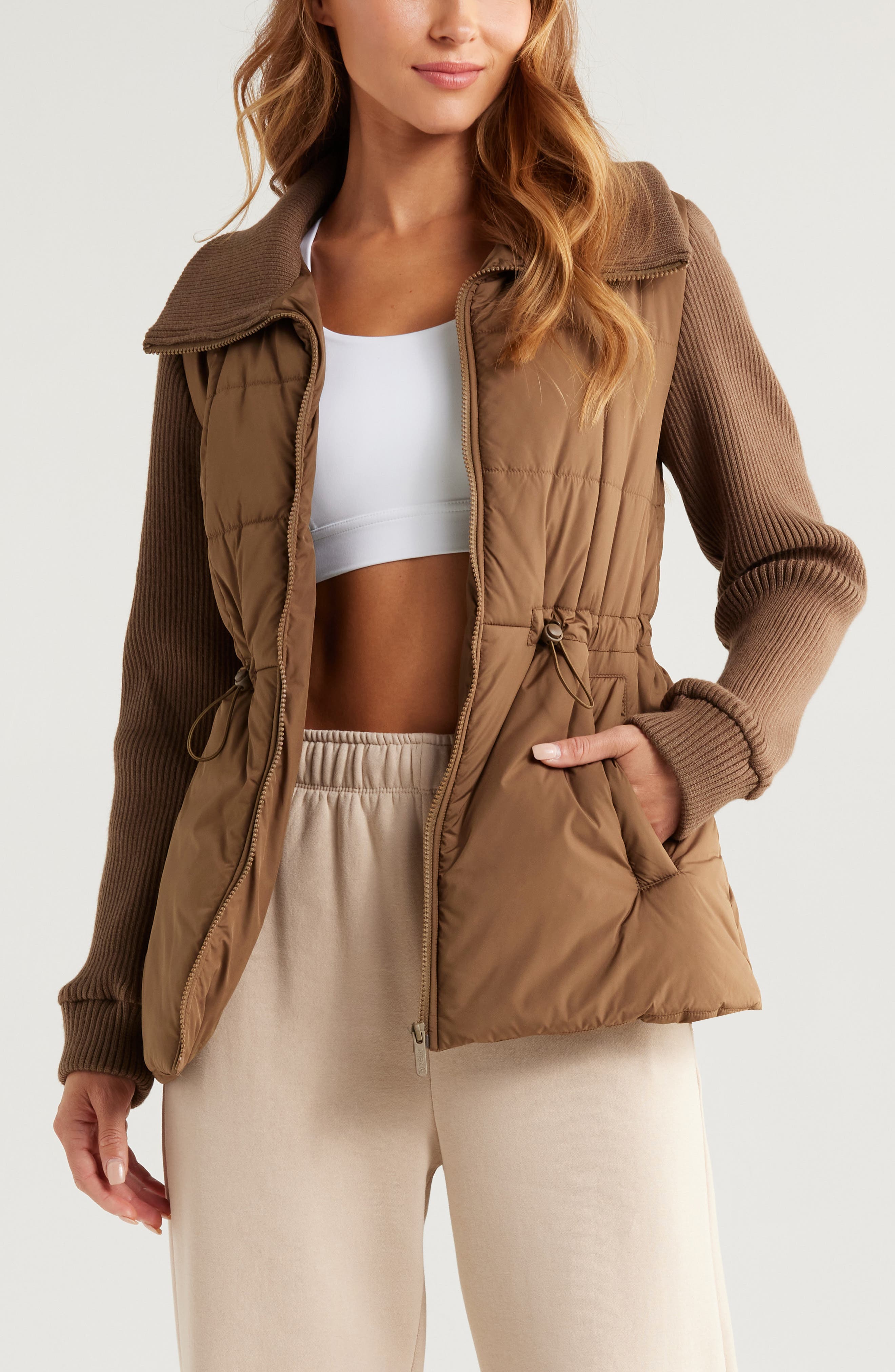 Quilted Rib Mix Hybrid Jacket - image 1
