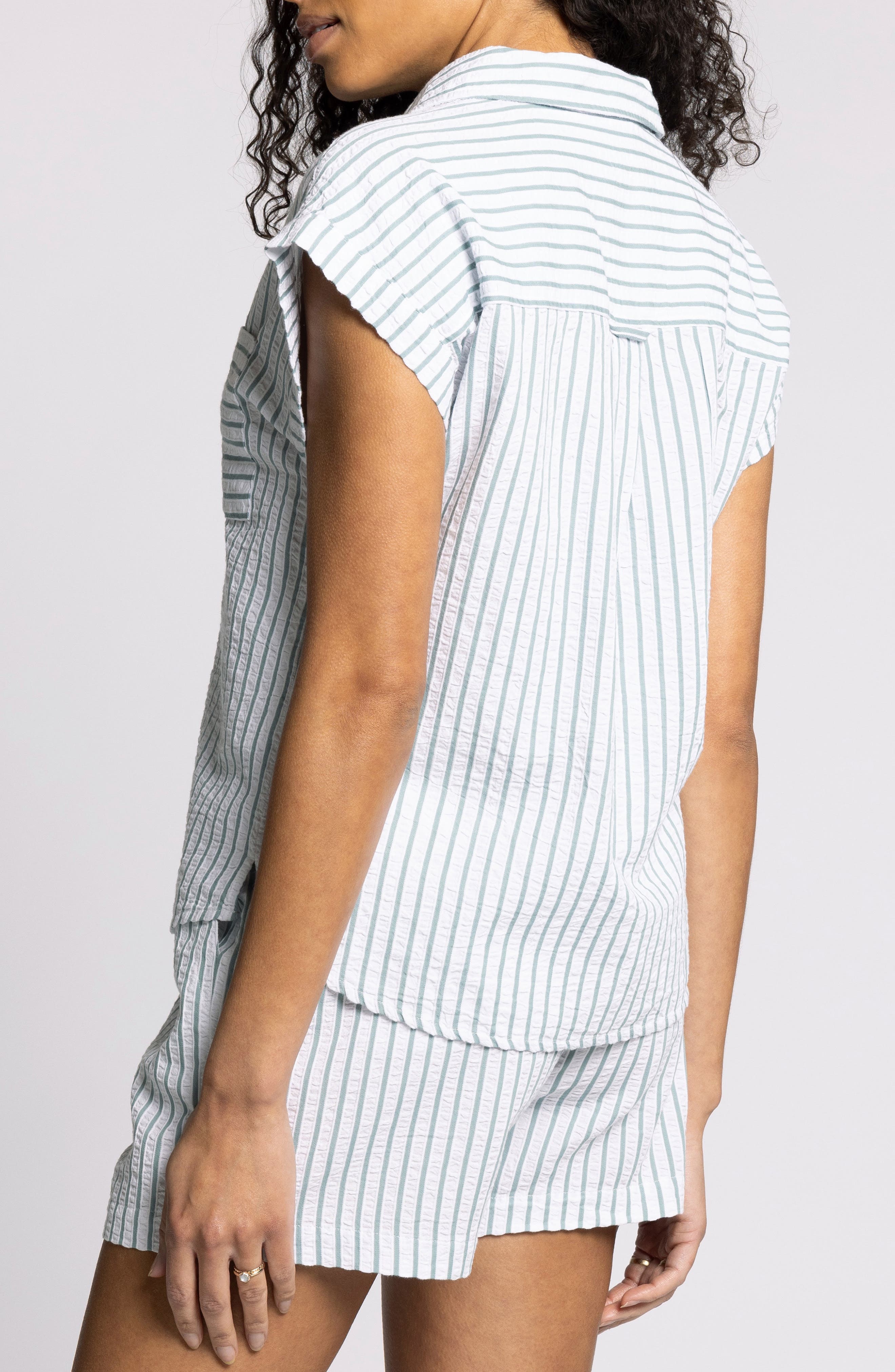 Marina Stripe Short Sleeve Cotton Button-Up Shirt - image 2