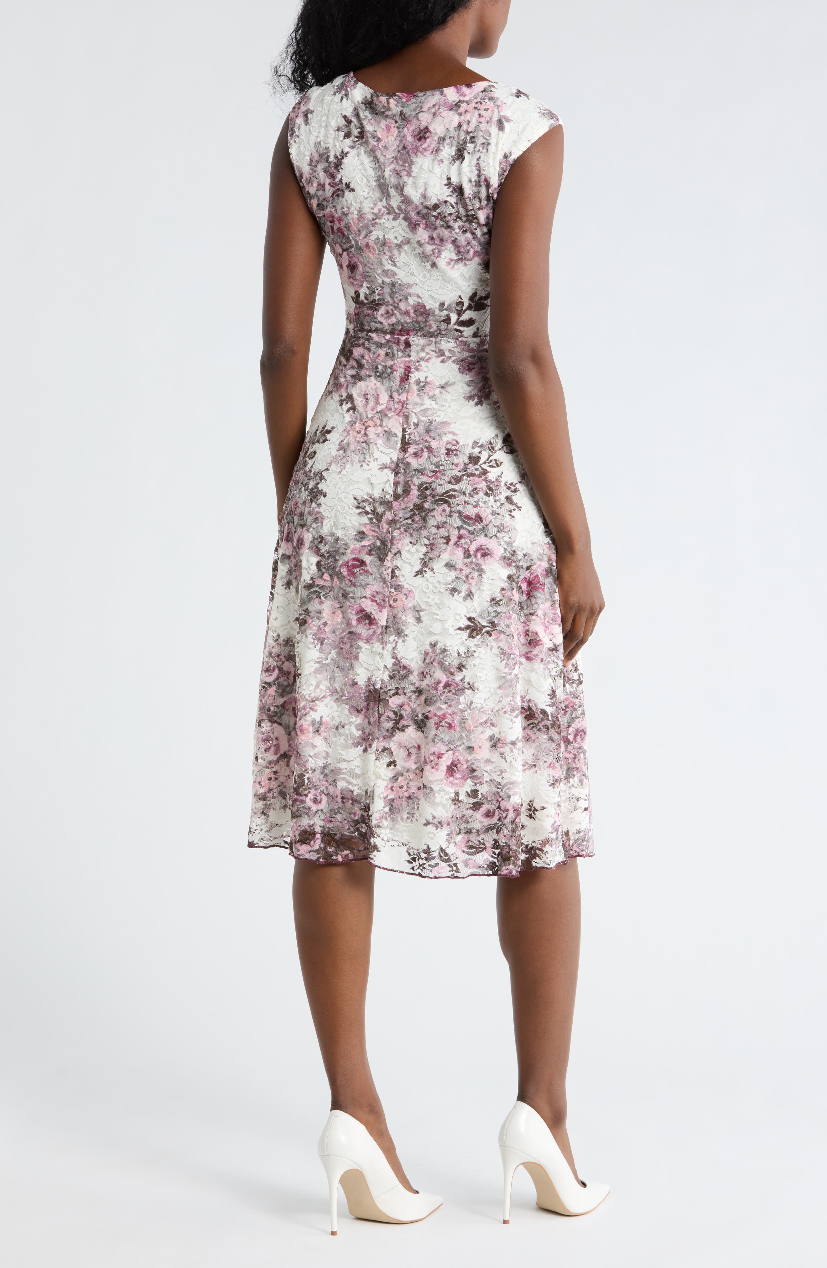 Floral Tie Waist Lace Dress - image 2