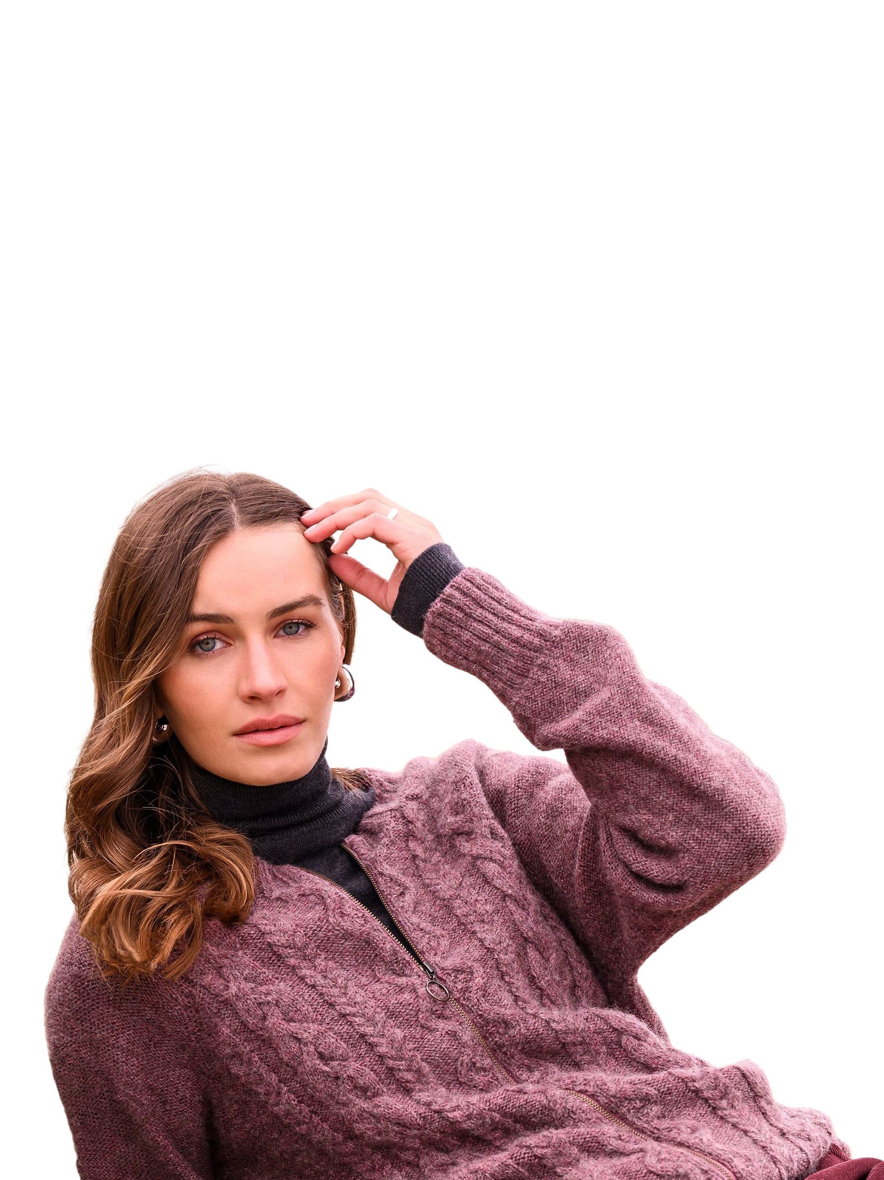 British Wool Cable Zip Cardigan - image 2