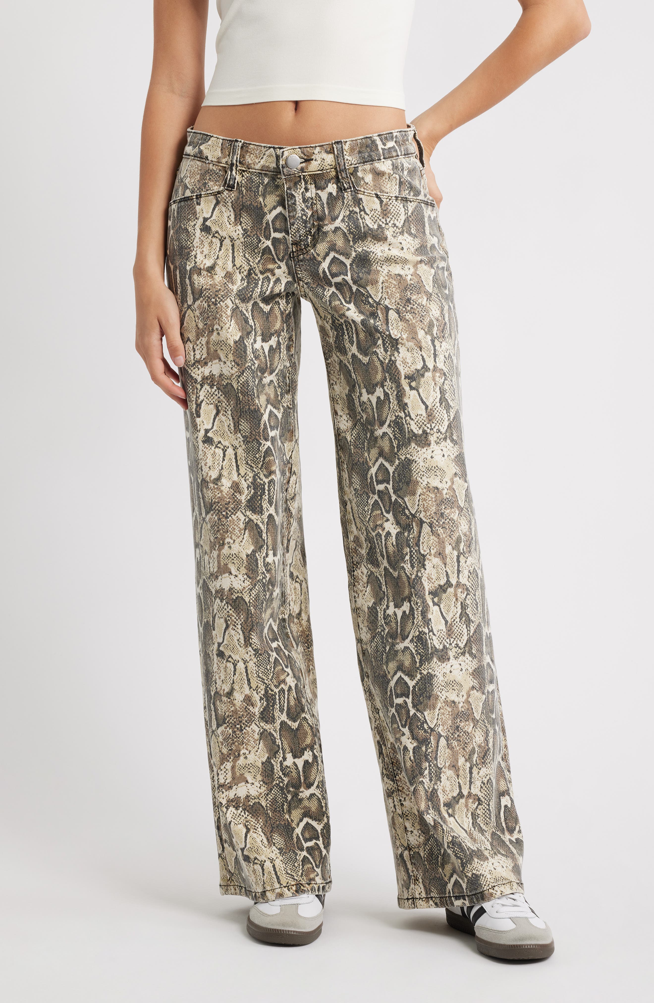 Althea Snakeskin Print Low Rise Wide Leg Jeans - image 1