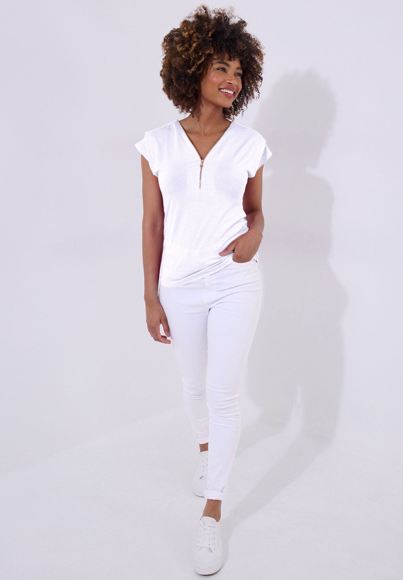Stretch Knit Half Zip Tee - image 1