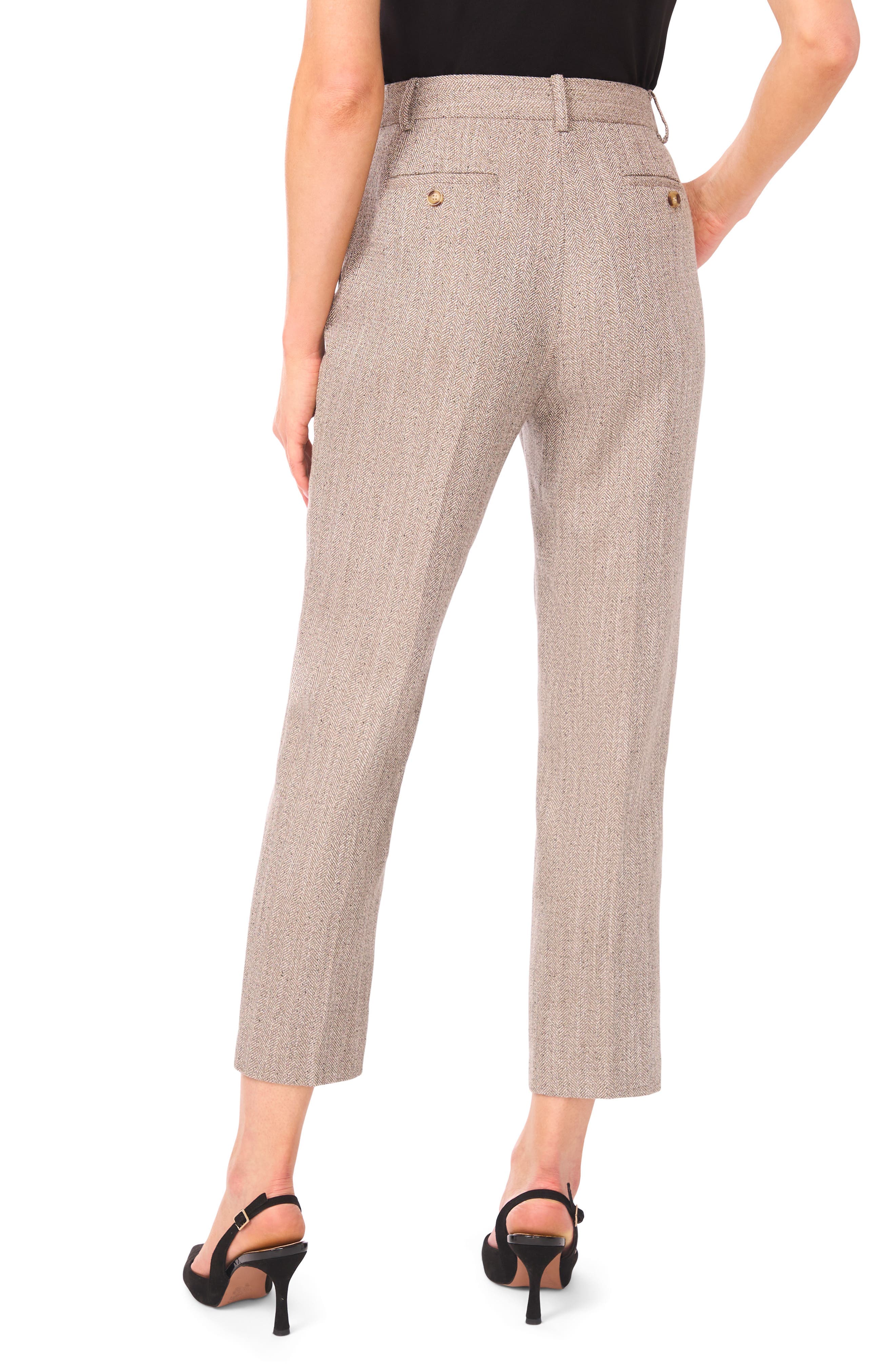 Easy High Waist Herringbone Crop Pants - image 2