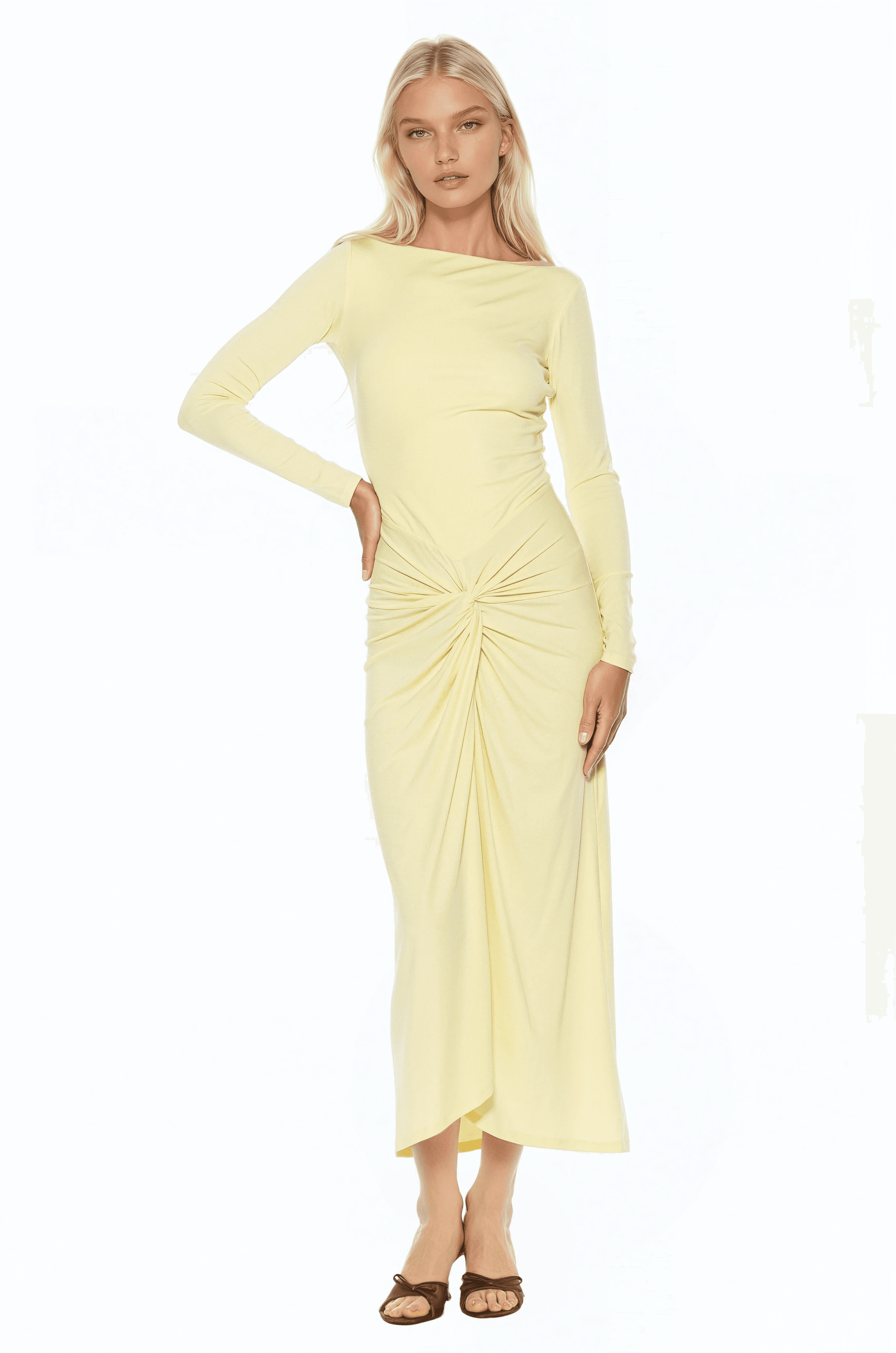 Revel Long Sleeve Draped Skirt Maxi Dress - image 1