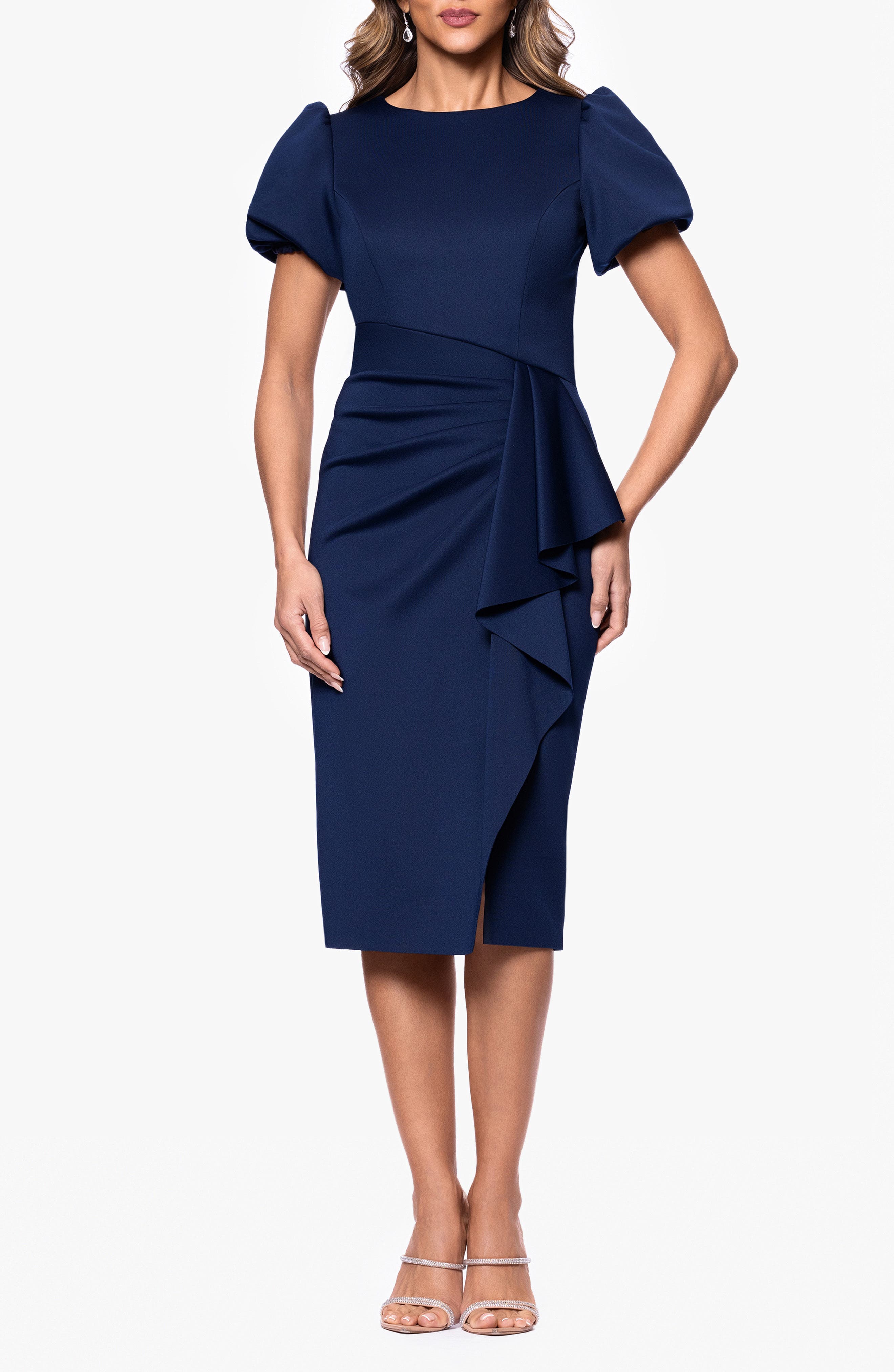 Puff Sleeve Sheath Cocktail Dress - image 1
