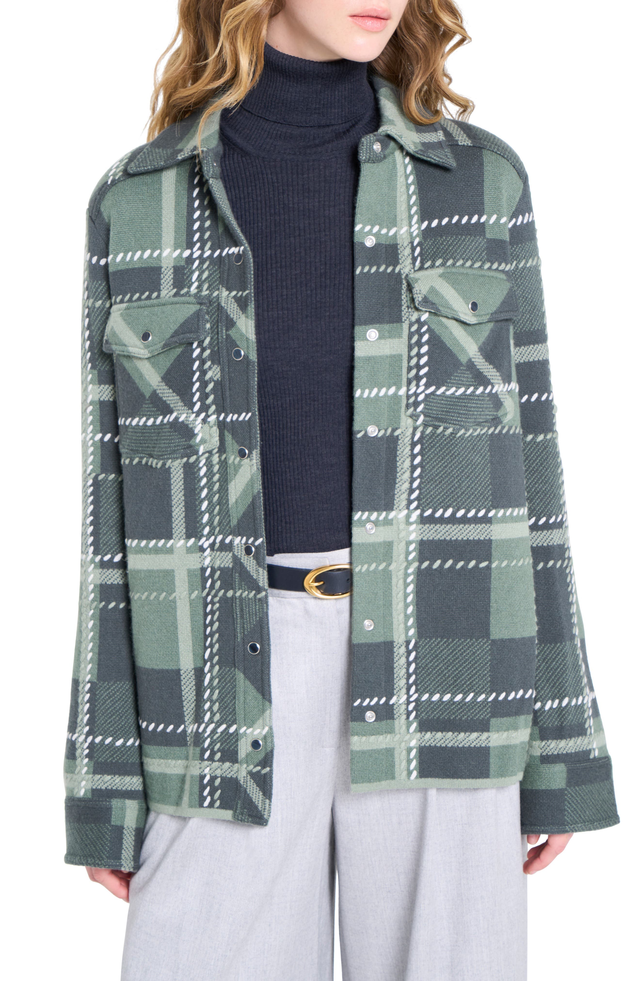 Ranchers Plaid Cashmere Snap-Up Shirt - image 1