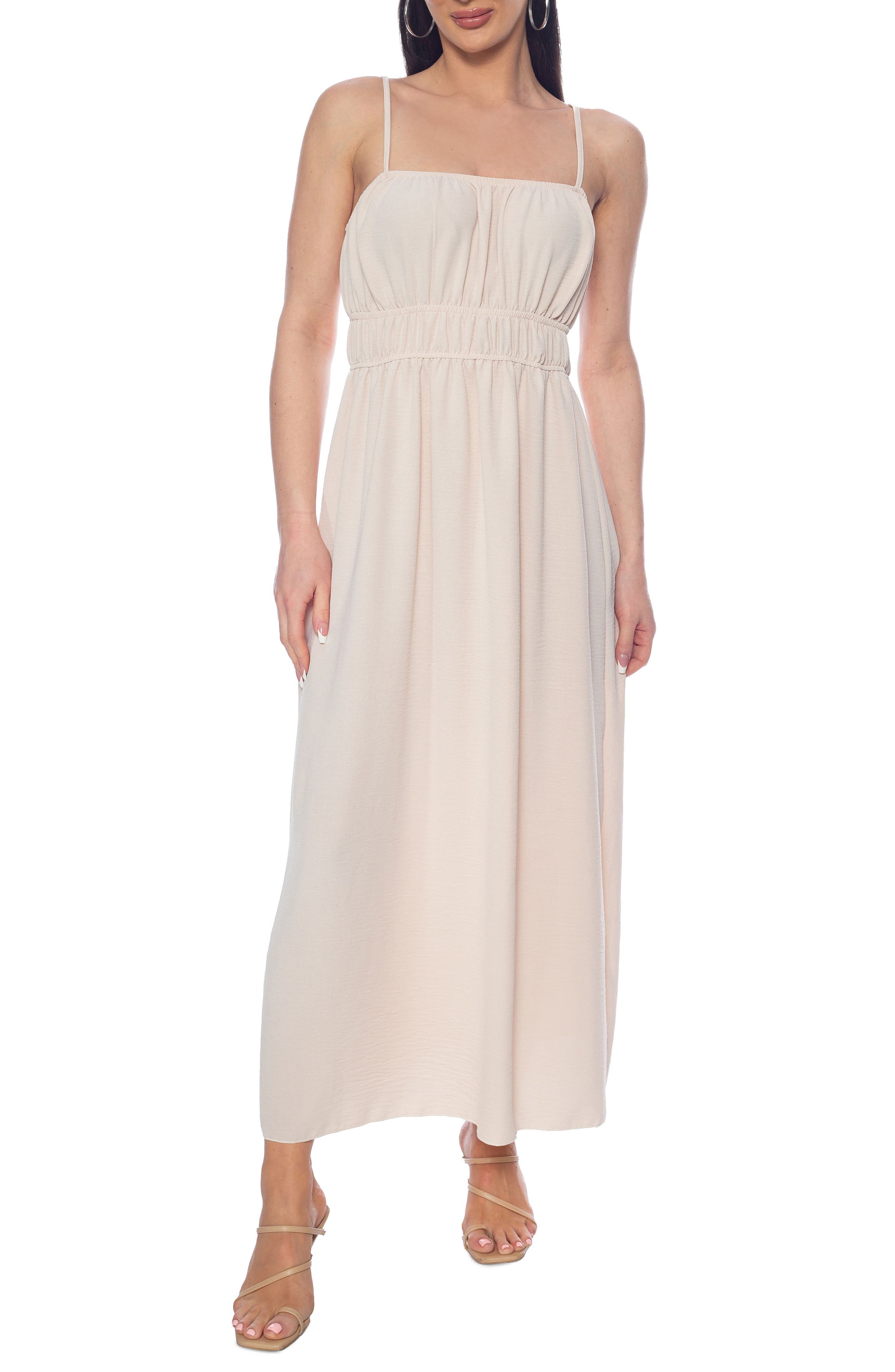 Elastic Waist Midi Dress