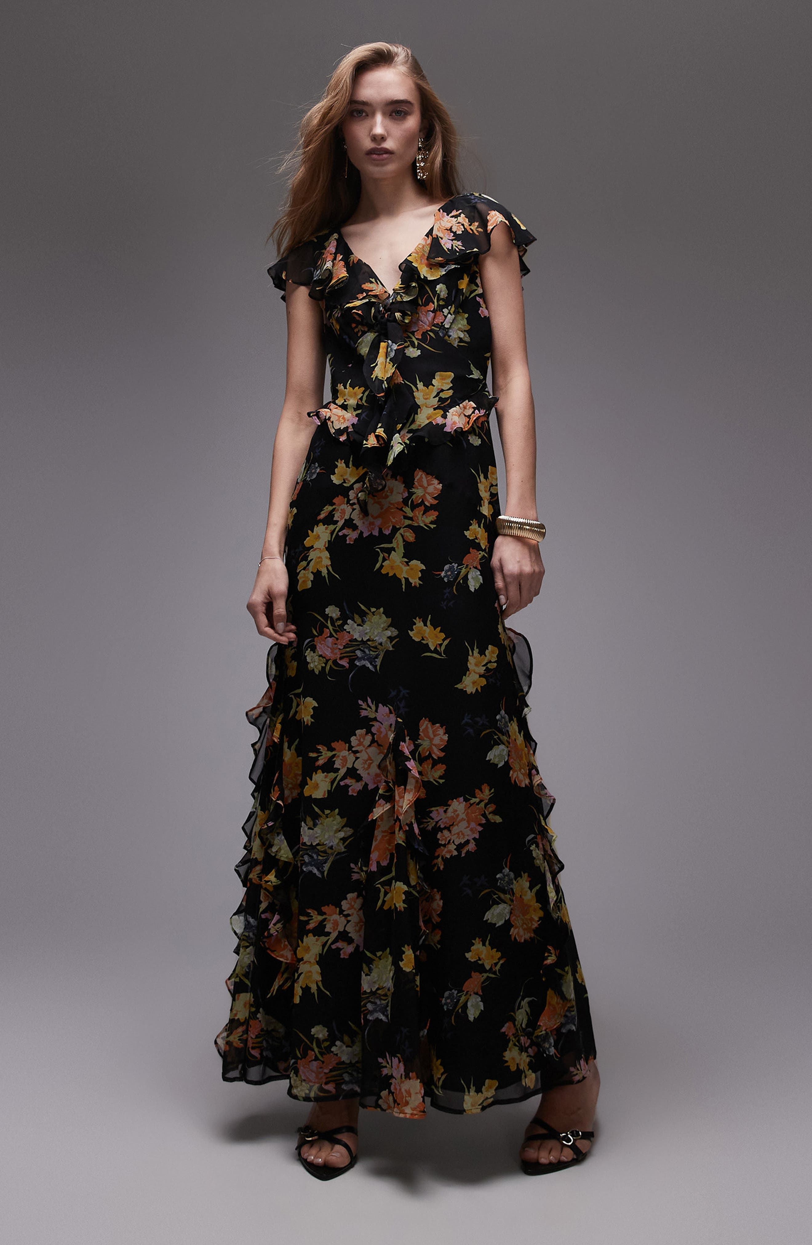 Floral Ruffle Maxi Dress - image 1