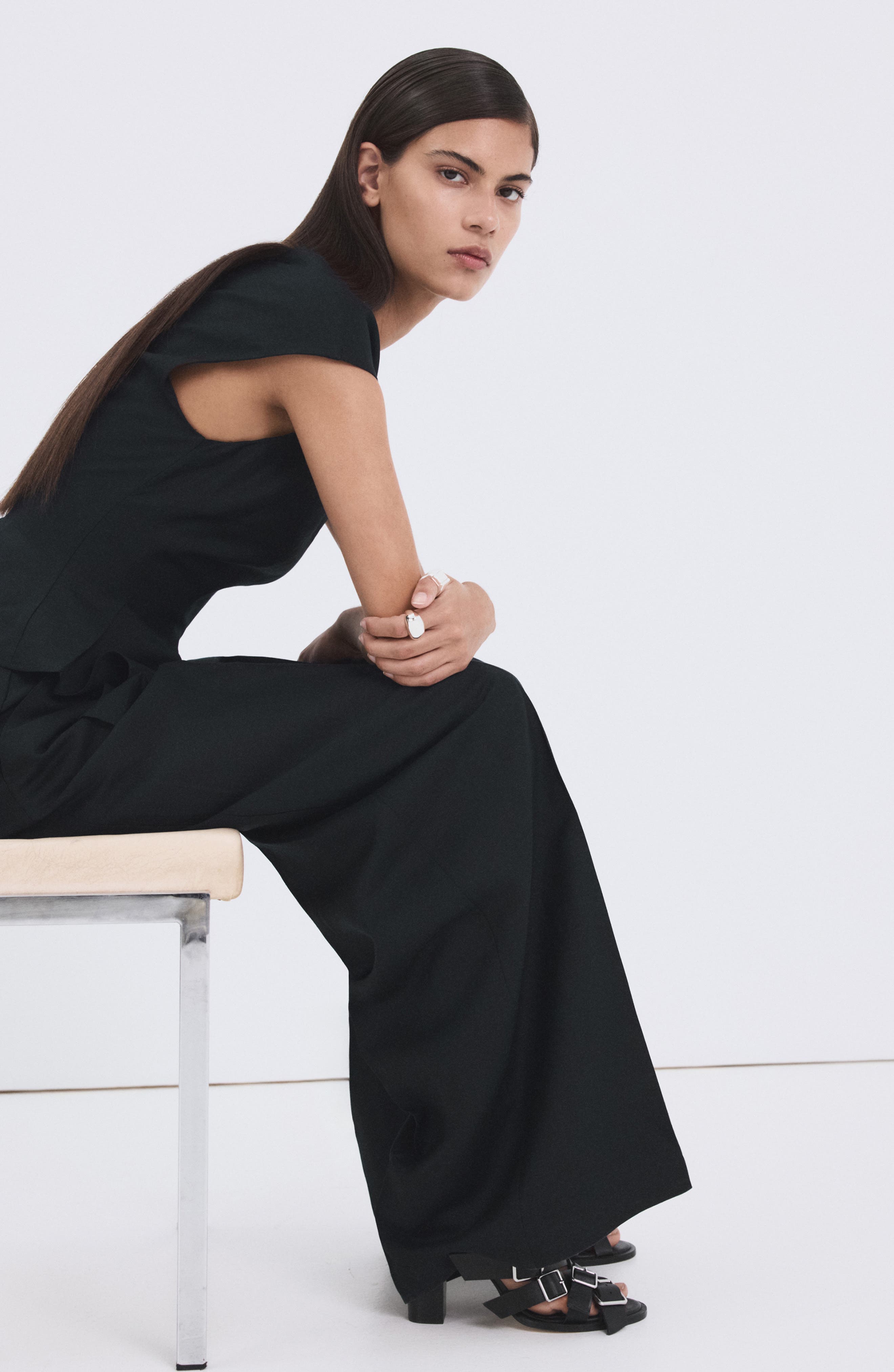 Pleated Peplum Linen Blend Top - image 2