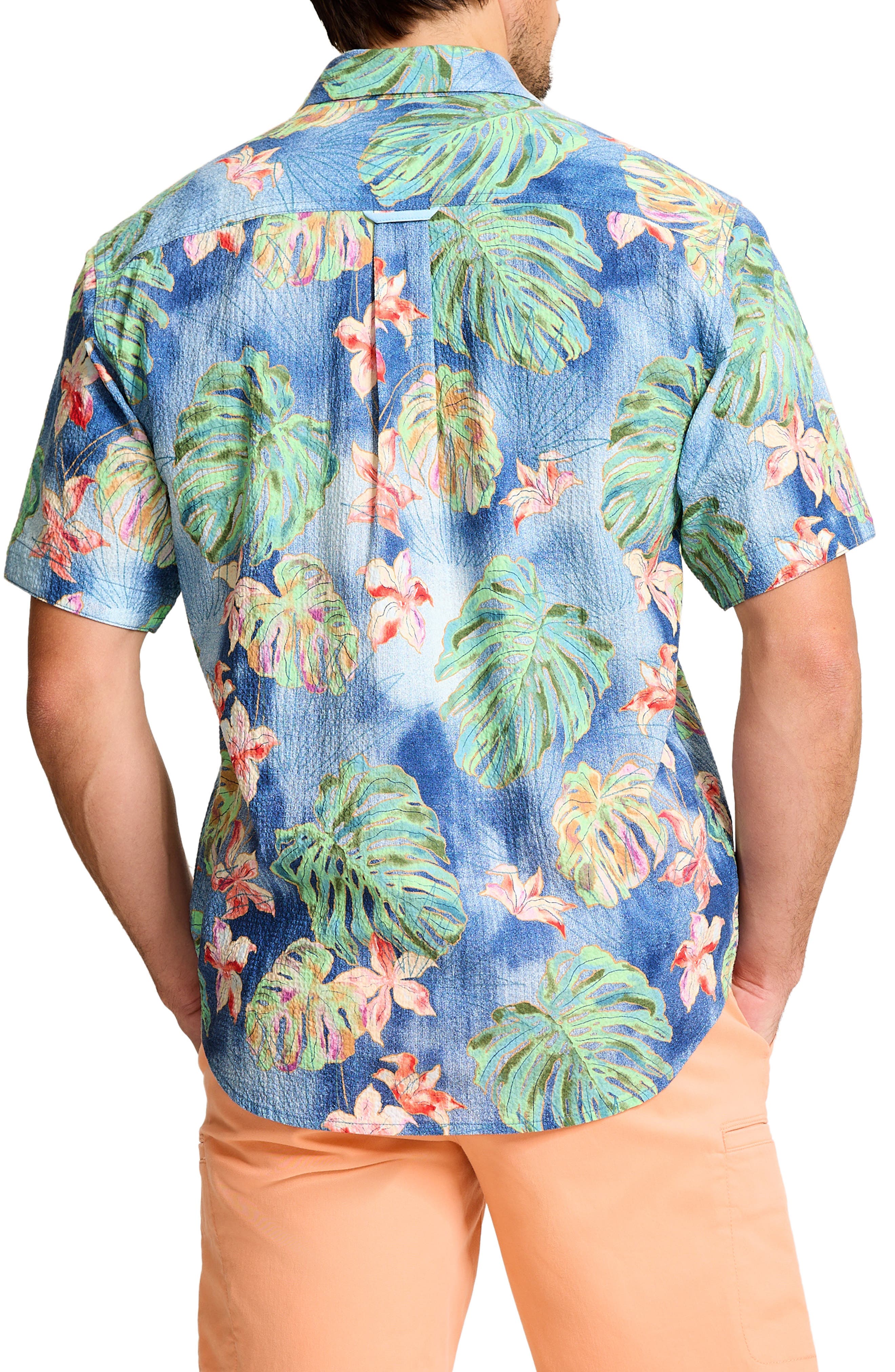 Nova Wave Mira Jungle Floral Short Sleeve Seersucker Button-Up Shirt - image 2