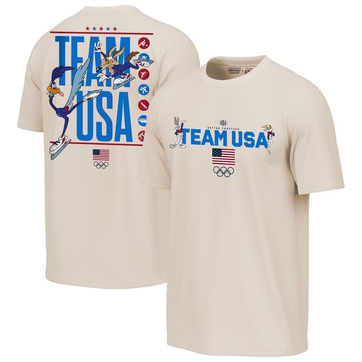 Men's Outerstuff  Cream Team USA x Looney Tunes Chased T-Shirt - image 1