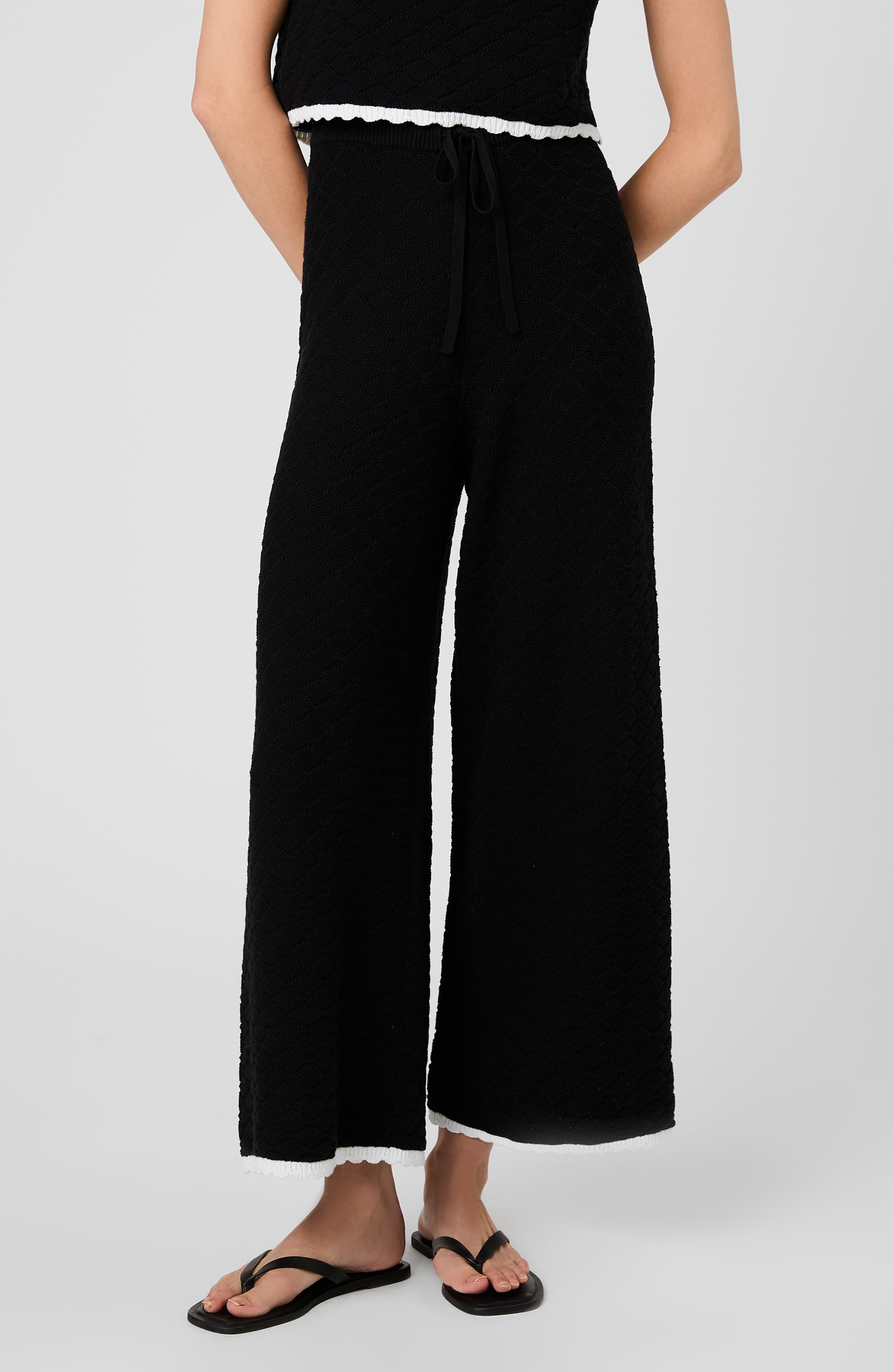 Teddy Diamond Knit Wide Leg Crop Pants - image 1