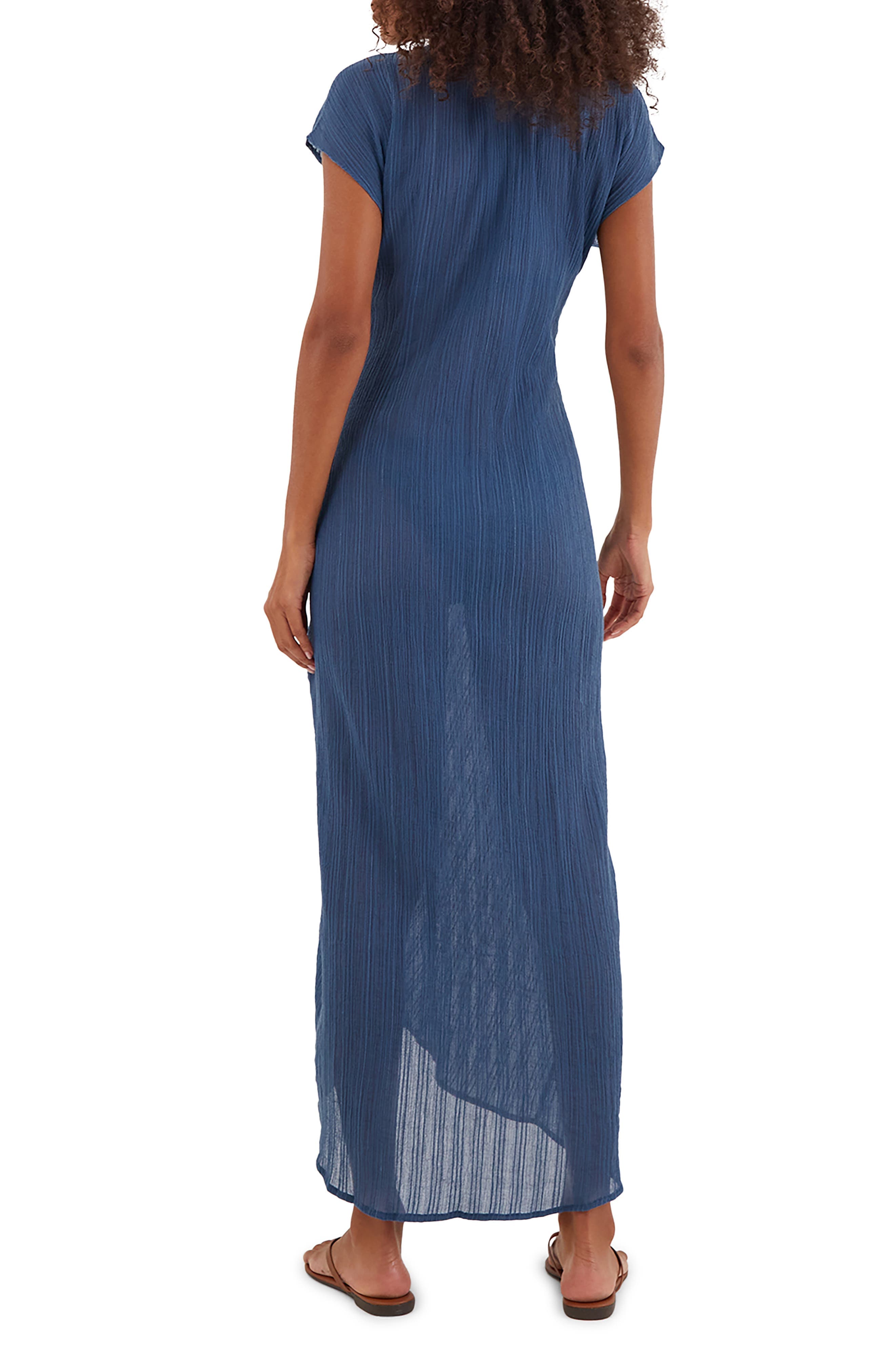 Sasha Plunge Neck Semisheer Cover-Up Maxi Dress - image 2