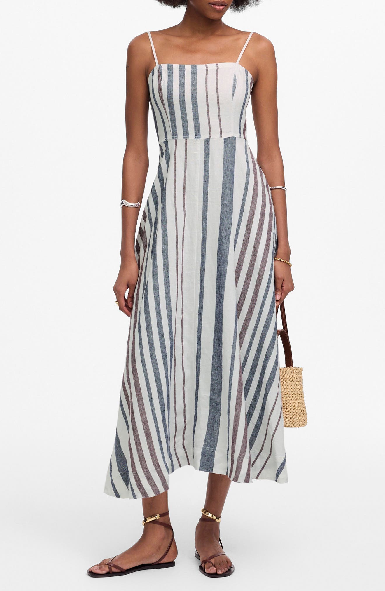 Stripe Circle Linen Maxi Dress - image 1
