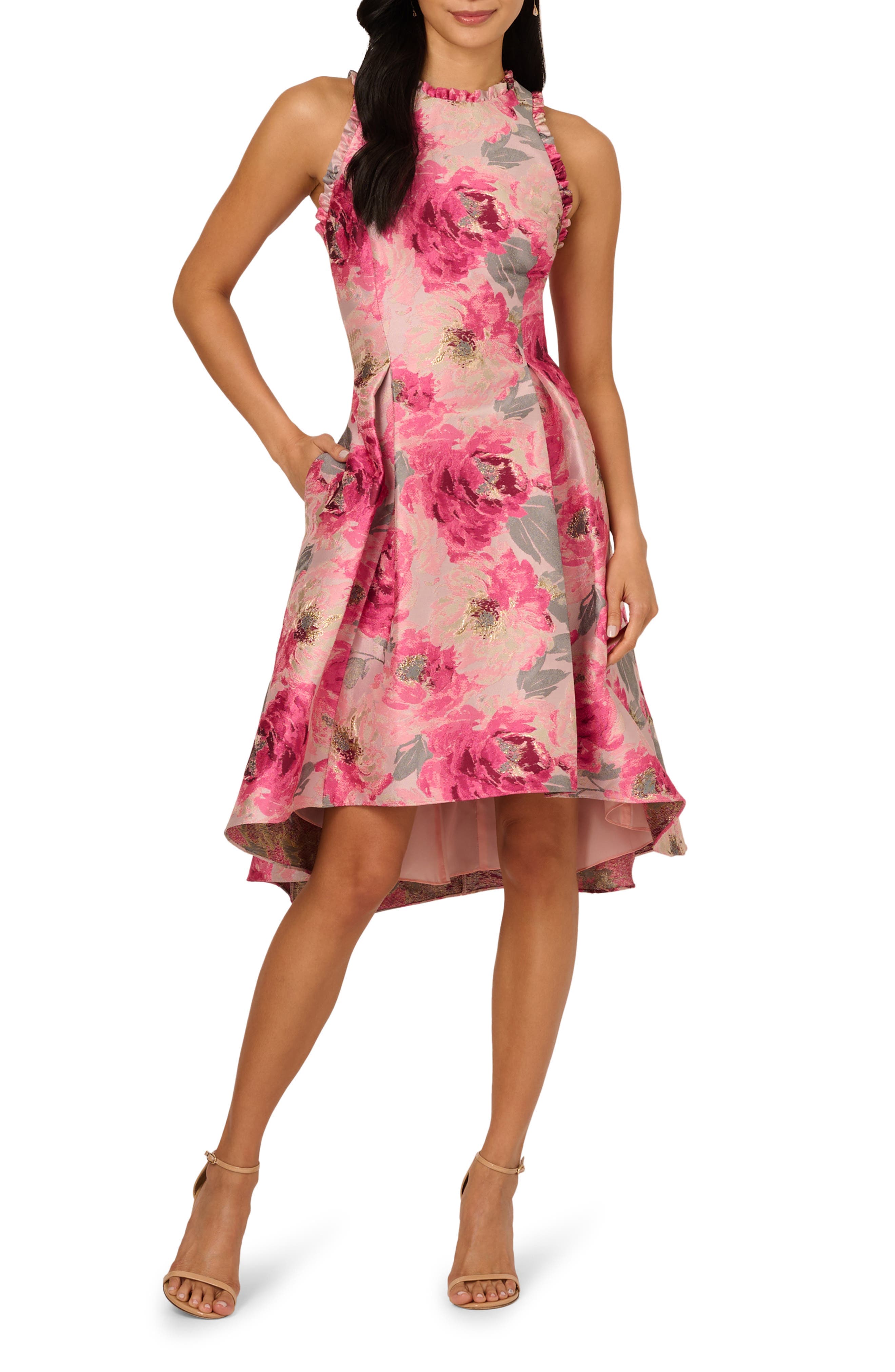 Floral Jacquard High-Low Dress - image 1