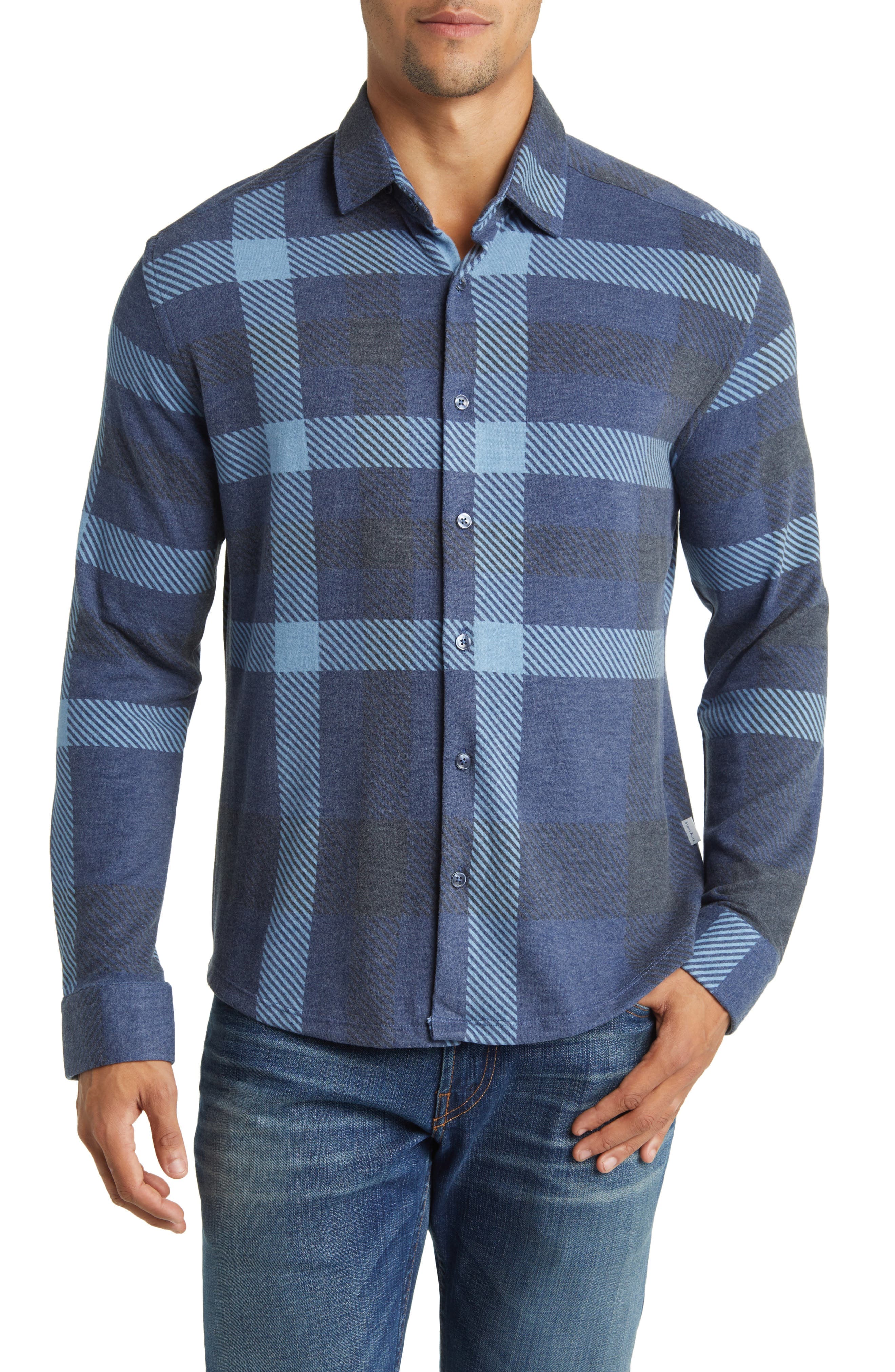 Big Plaid Tech Fleece Button-Up Shirt - image 1