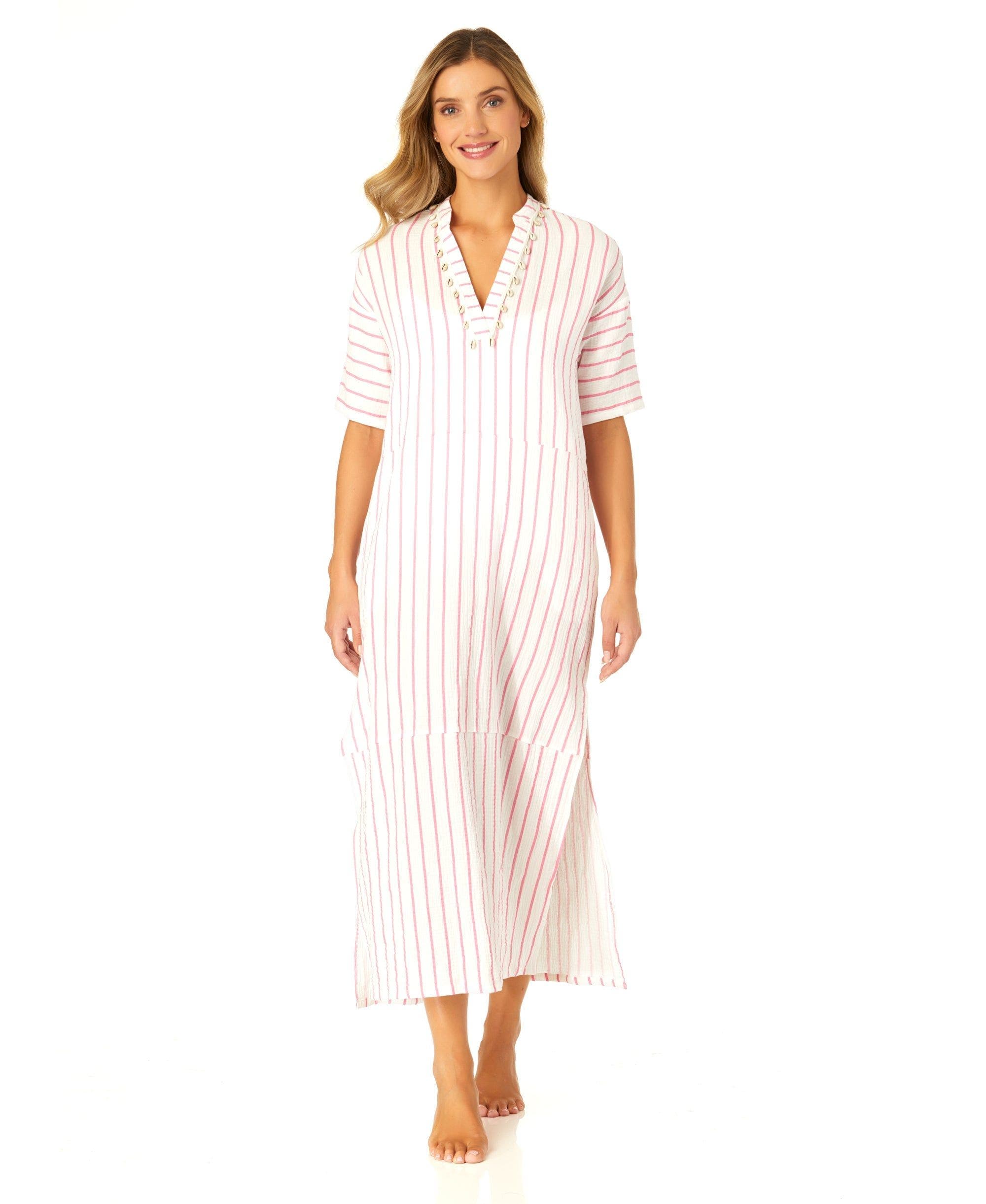 Women's Maxi Dress With Side Slits And Shell Details Cover Up - image 1
