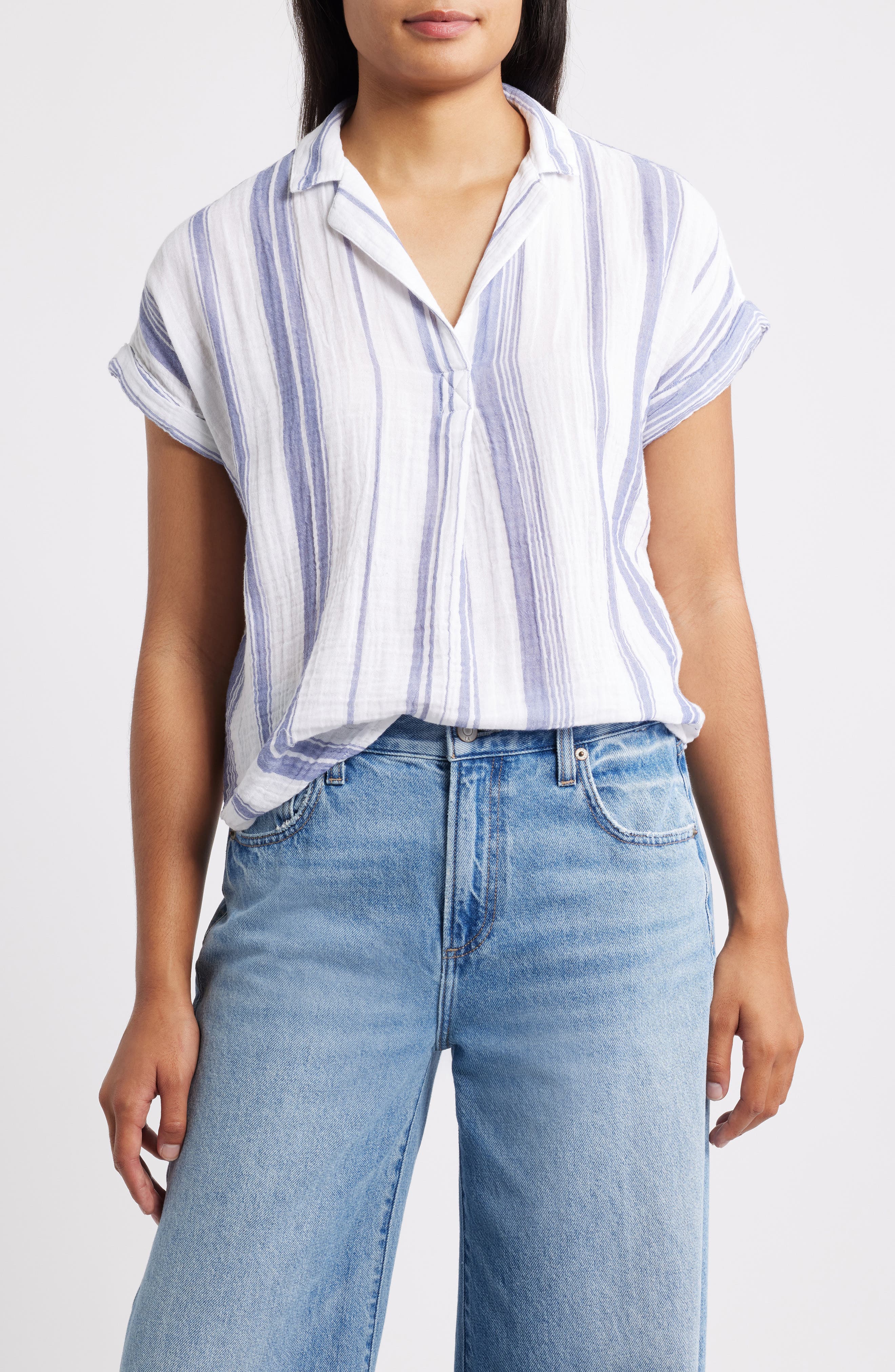 Arin Stripe Short Sleeve Cotton Shirt - image 3
