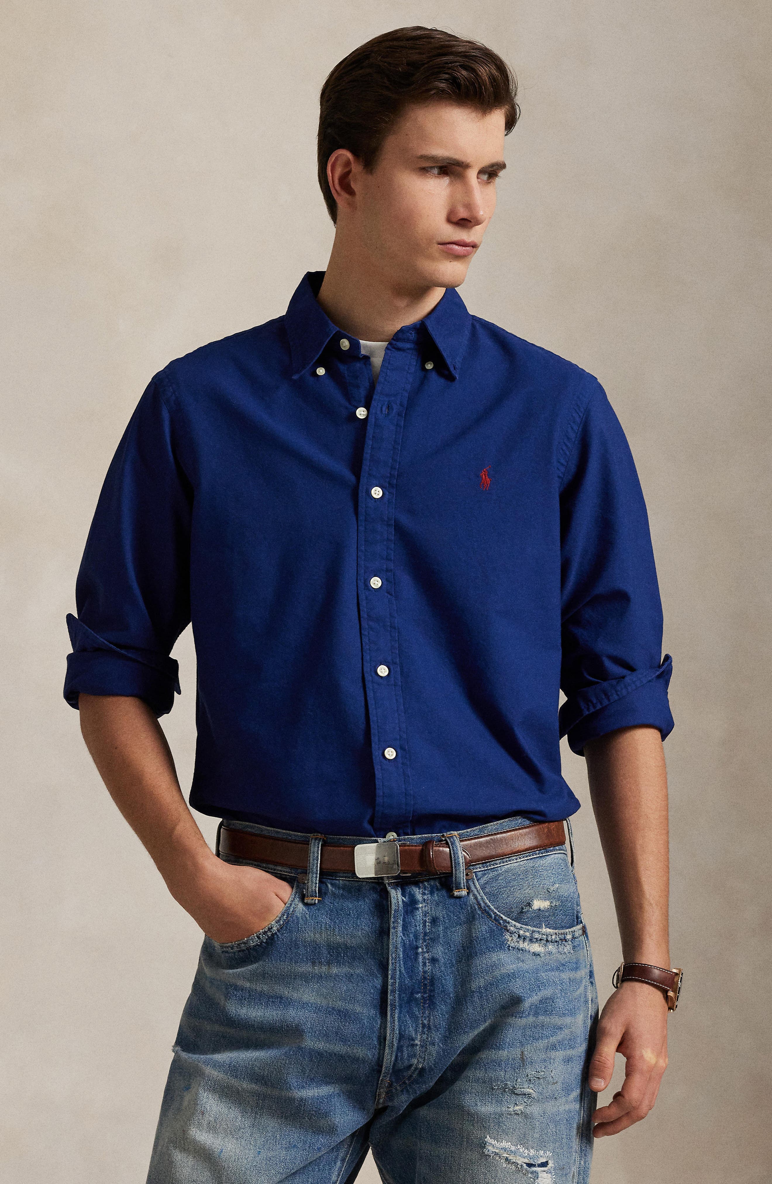 Solid Cotton Oxford Button-Down Shirt - image 2