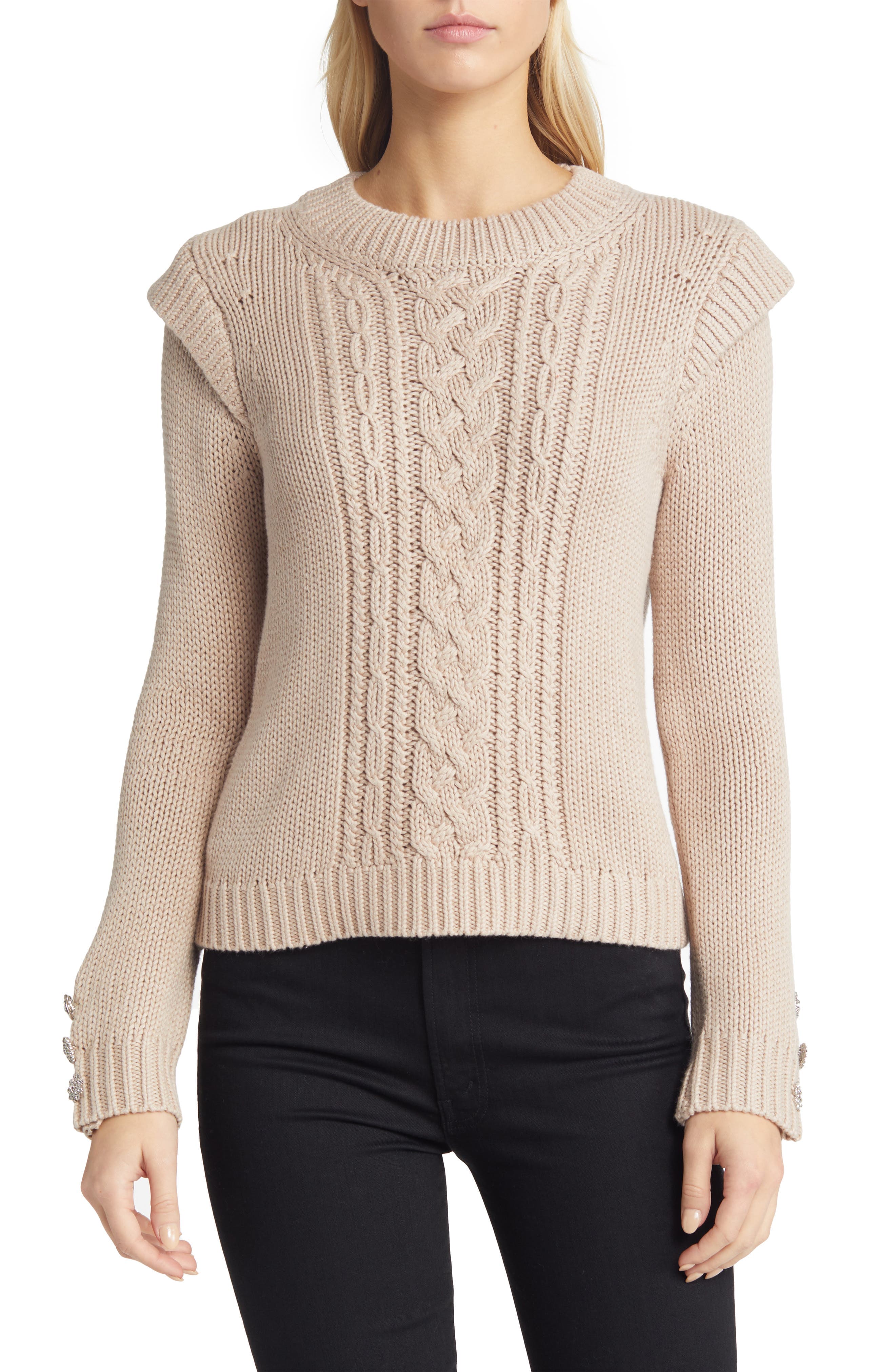 Rhinestone Accent Crewneck Sweater - image 1