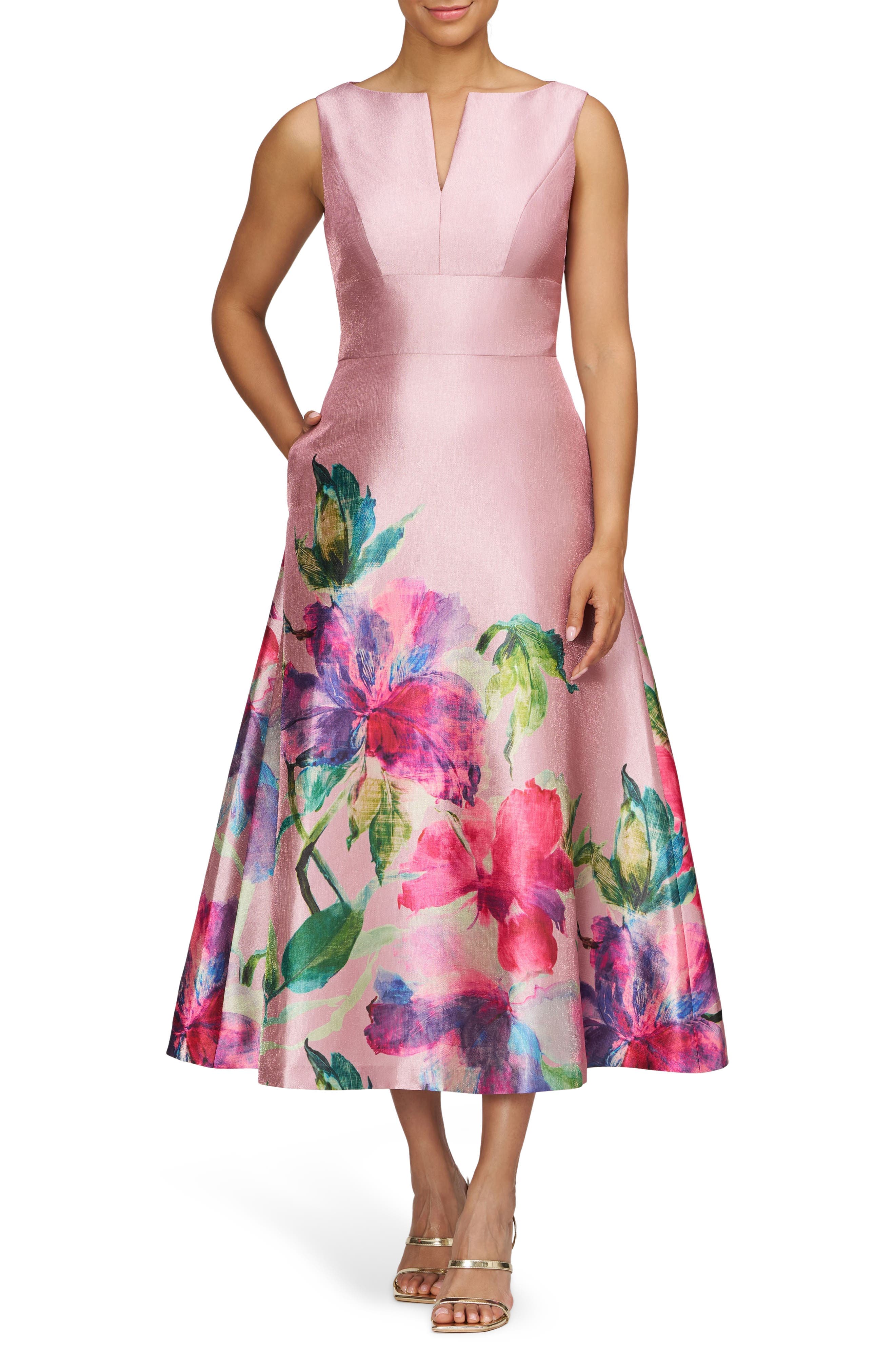 Marlene Placed Floral Print Sleeveless Cocktail Dress - image 1